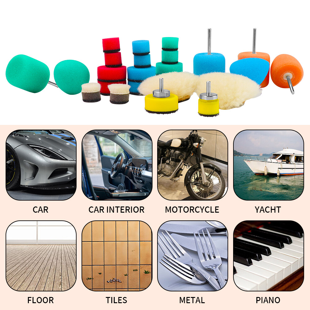 24PCS MIni Polishing Pads Car Sponge Waxing Buffing Pad Kits For Rotary Tool