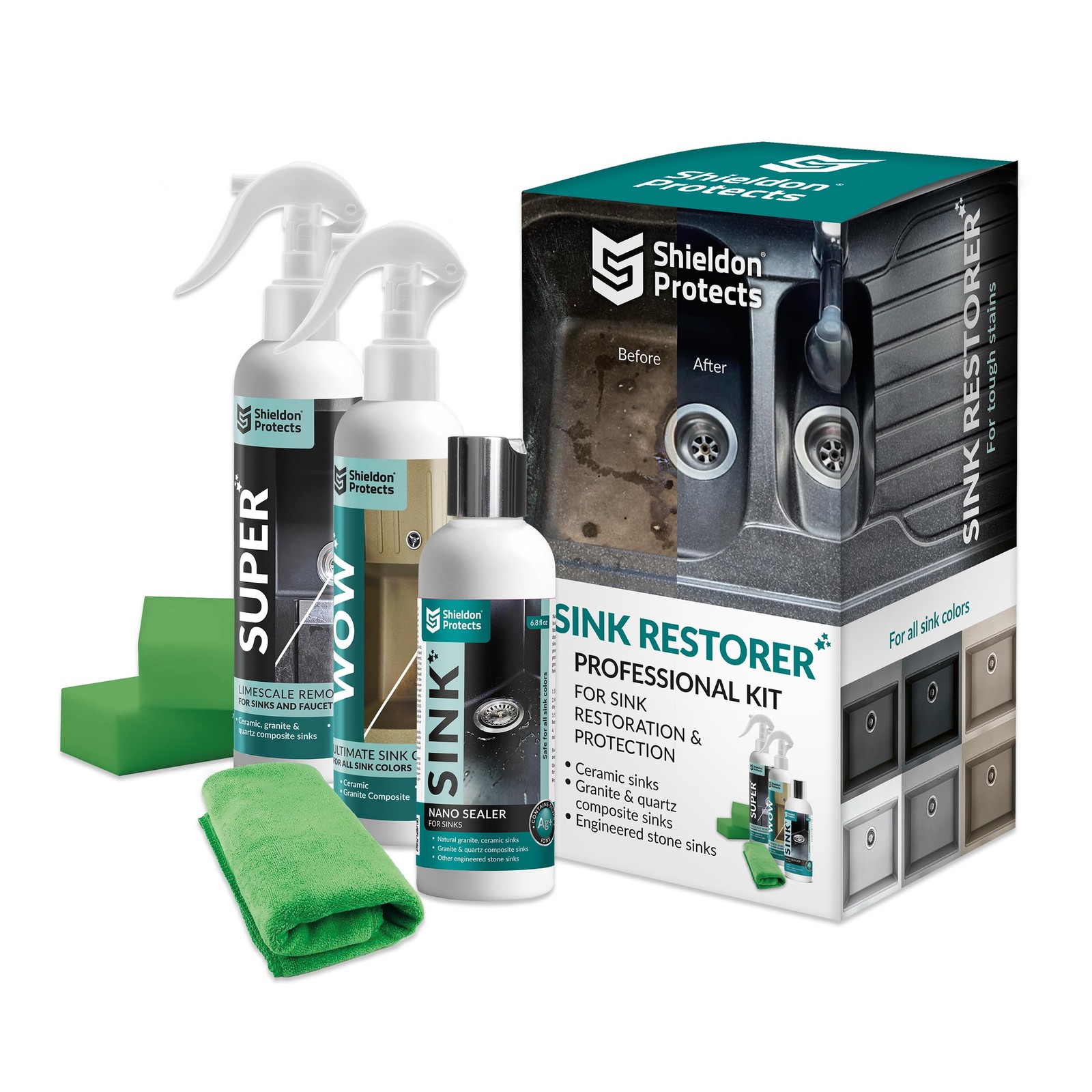 Shieldon Protects Sink Restorer Kit – 3-Step System: Heavy Duty Kitchen Sink …