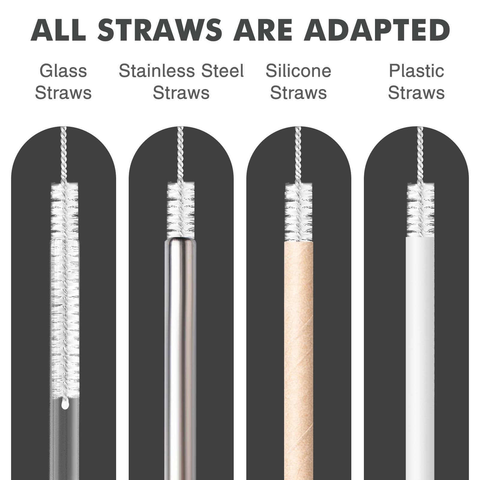 Straw Cleaner Brush, Reusable Metal Handles Straw Cleaning Brush Extra Long f…