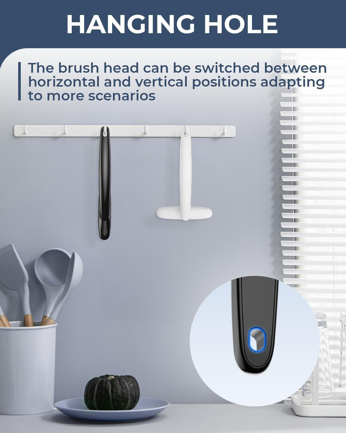 New Grout Cleaner Brush with Rotating Handle, for Tile Floors, Shower, V Shape