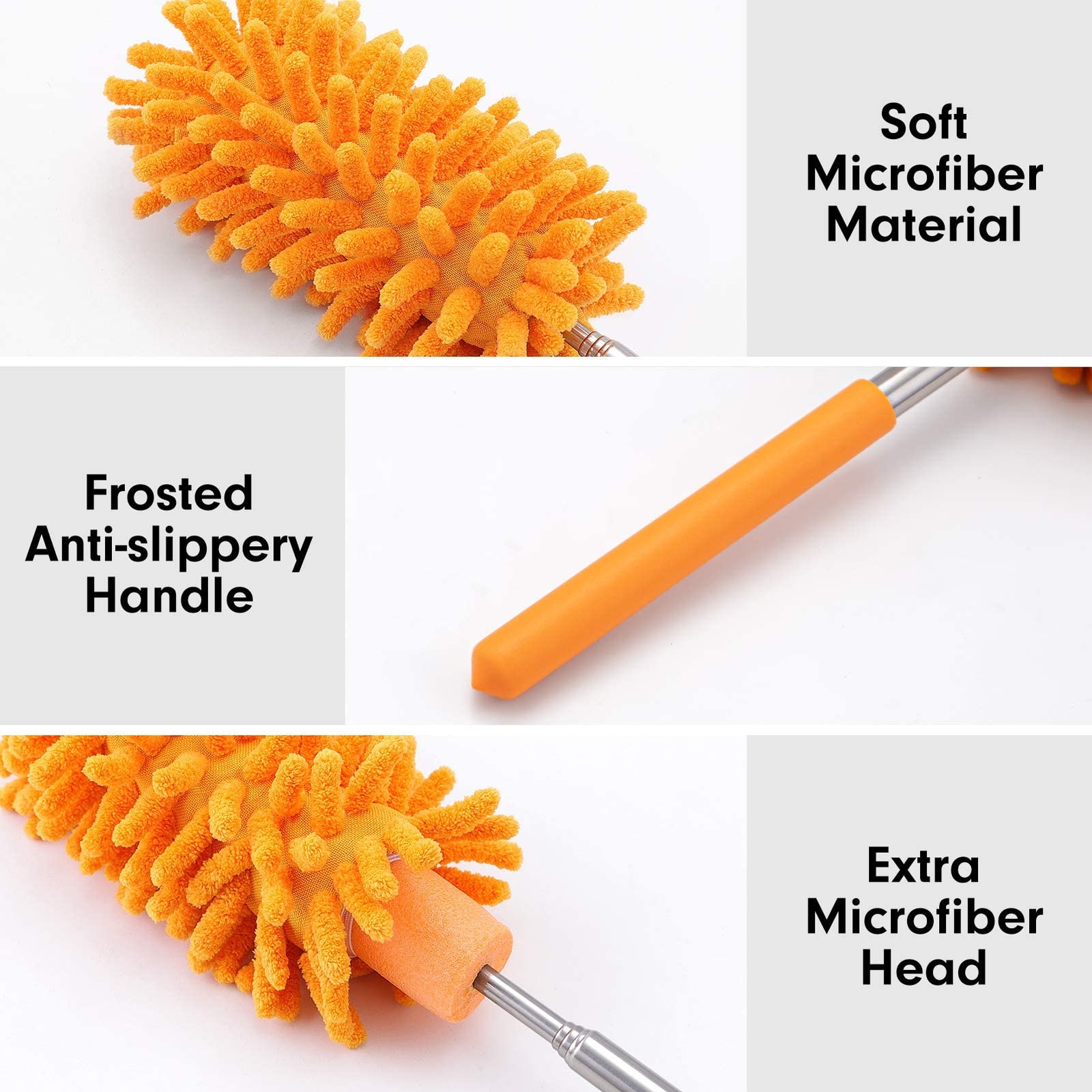 Microfiber Duster For Cleaning Hand Washable Dusters With 2pcs Replaceable Micro