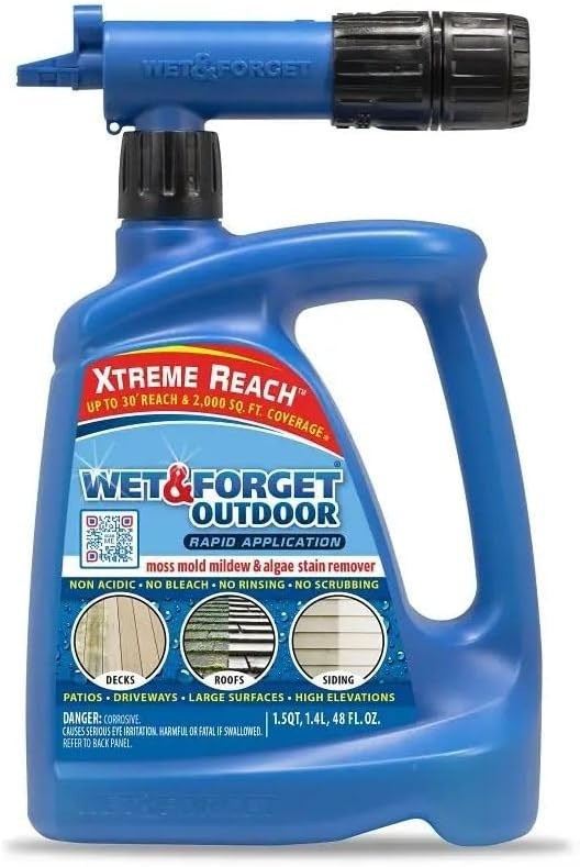 48oz Moss, Mold & Mildew Stain Remover – Garden Hose Ready with Jet Spray Nozzle