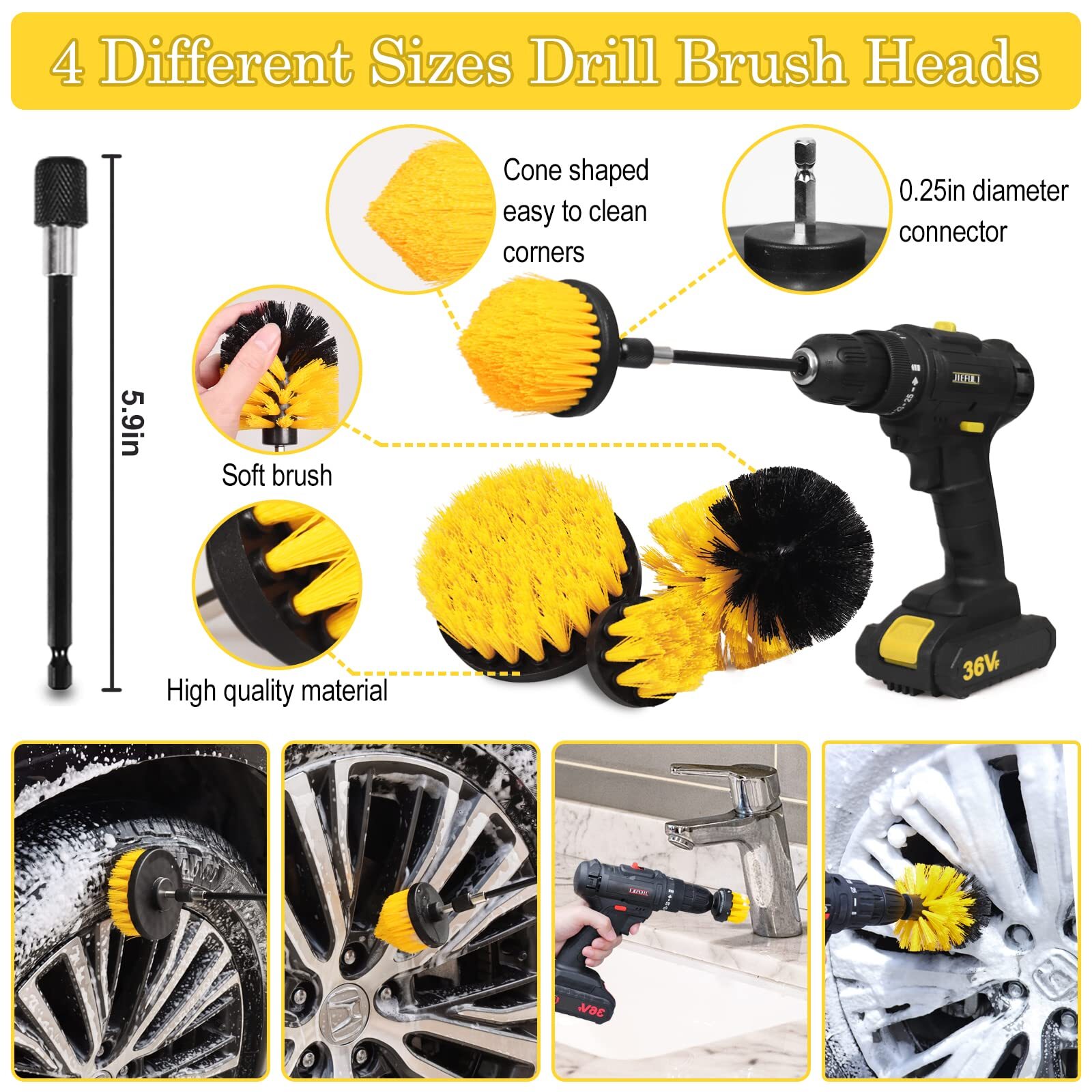 27pcs Car Detailing Kit Car Detailing Brush Set Auto Detailing Drill Brush Set C