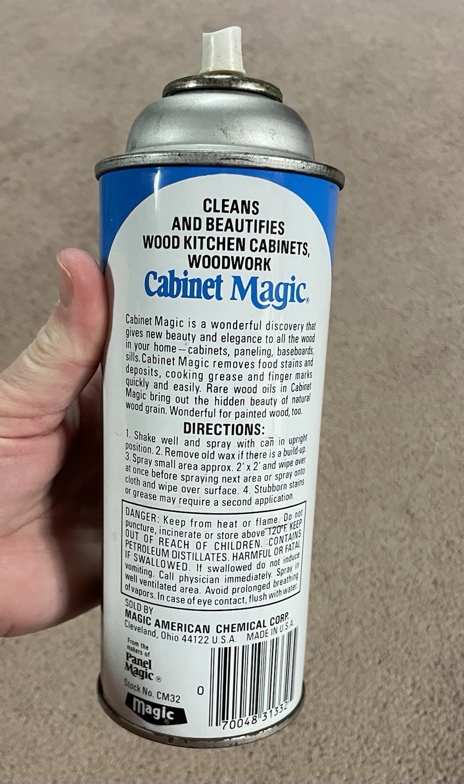 Vintage 1980 Original Cabinet Magic Cleaner 13oz For Wood Aerosol USA 1/2 Full