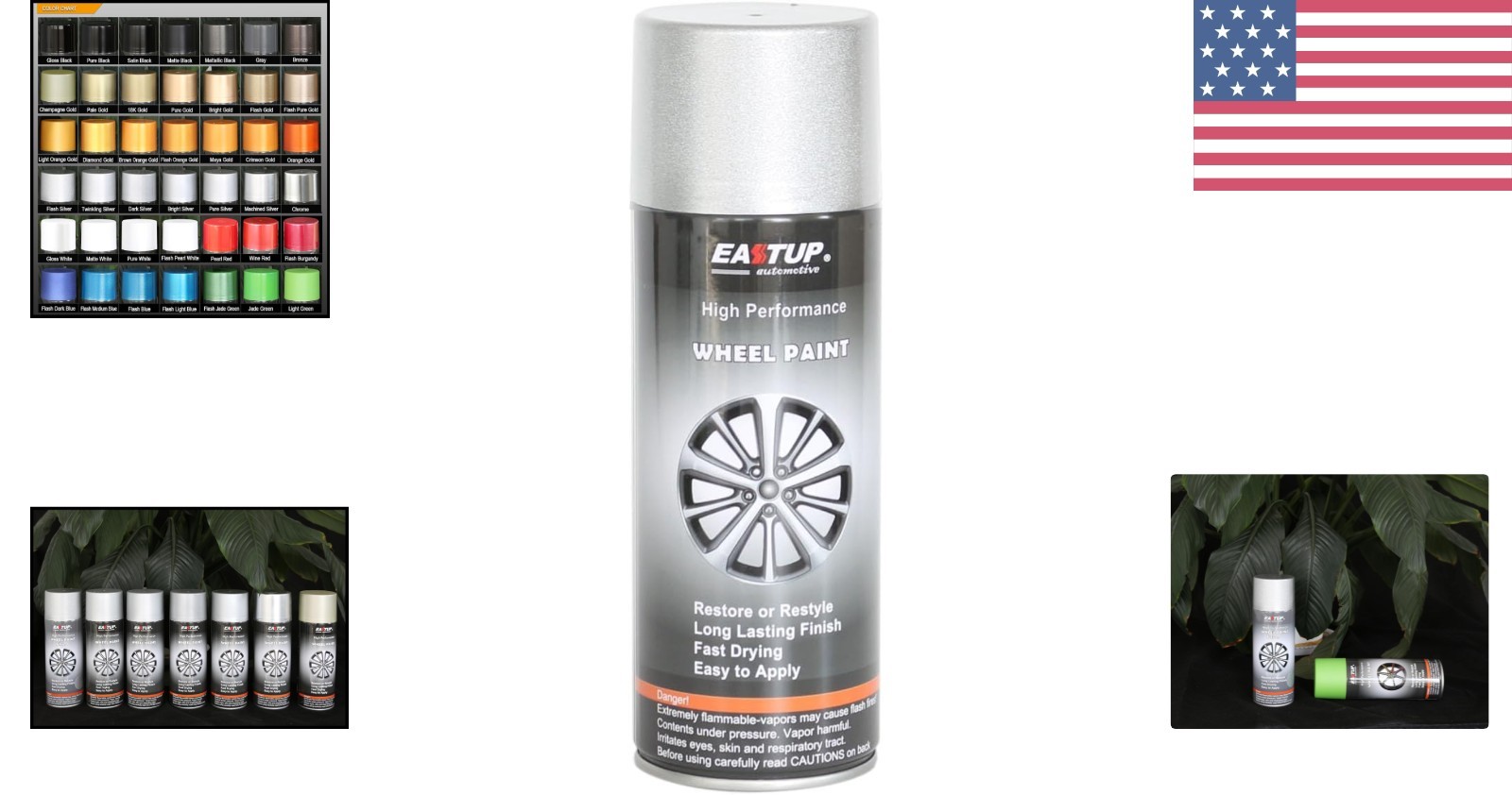 Metallic Acrylic Wheel Spray Paint – Flash Silver, 12.8 Oz, Quick Dry