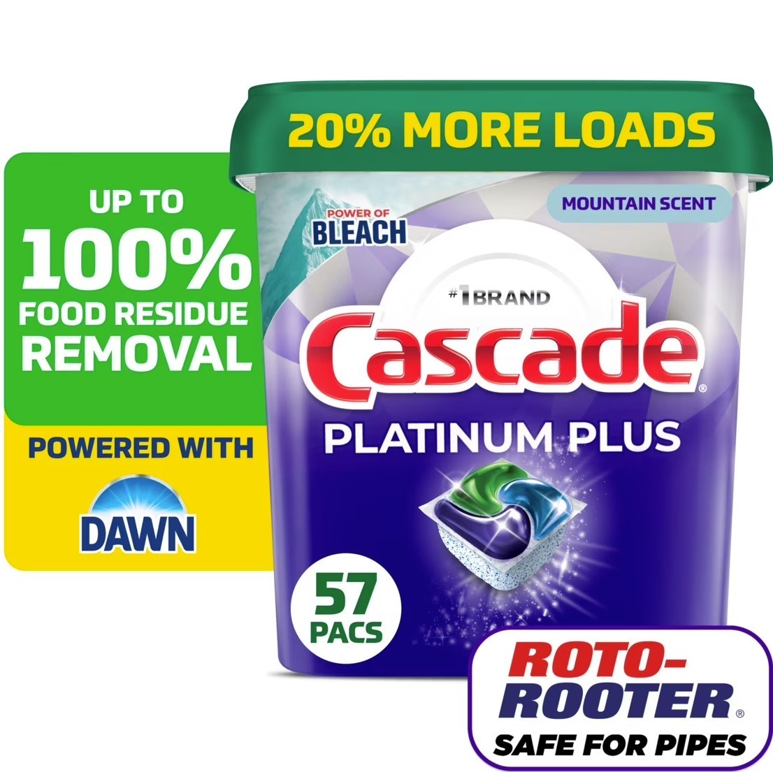 [SALE] 2 Pack Cascade Platinum Plus Dishwasher Detergent Pods Mountain 57 Count