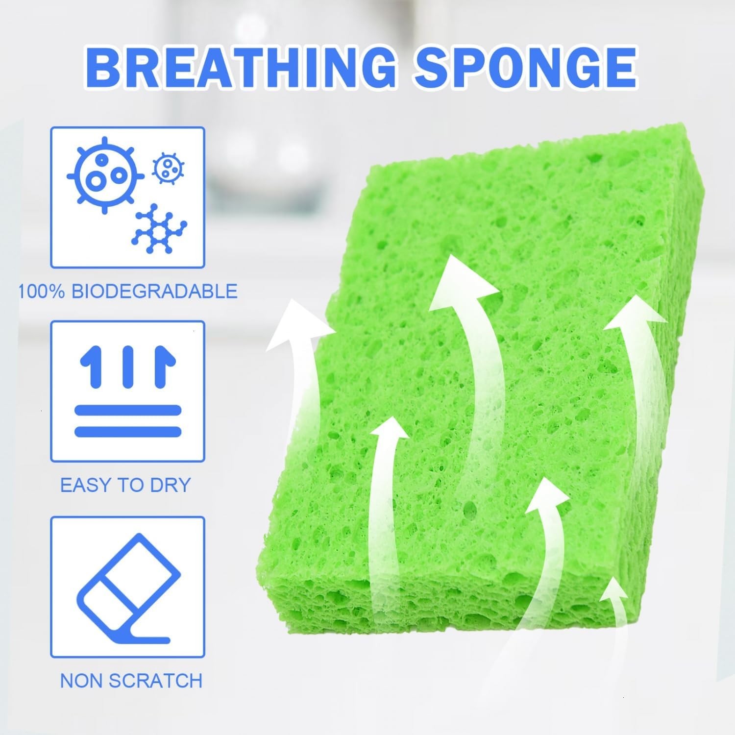 48 Pack Sponges Kitchen Natural Compressed Cellulose Sponges Durable Dish Sponge