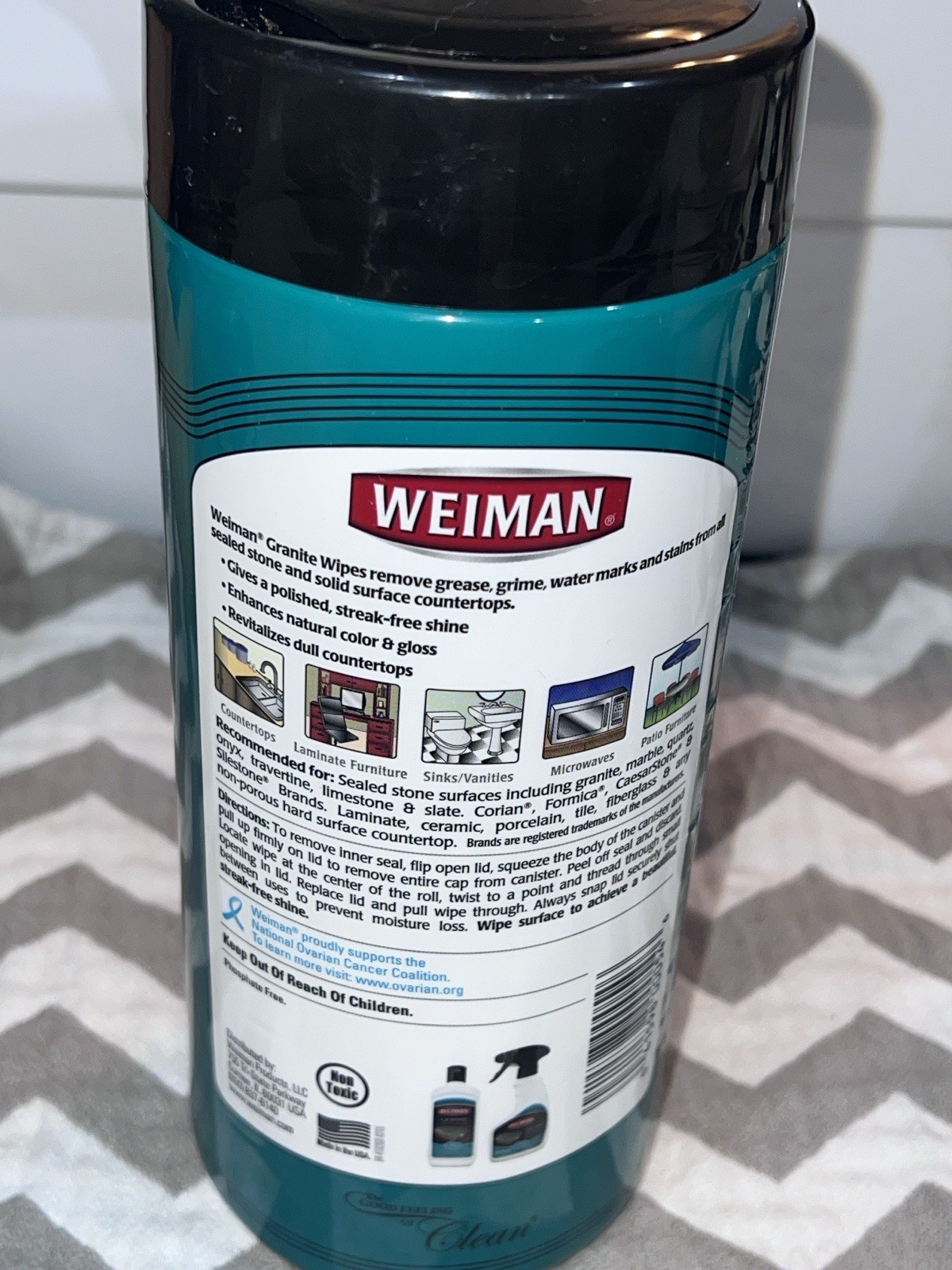 Weiman Granite & Stone Wipes 30 Wipes Cleans and Polishes Countertops