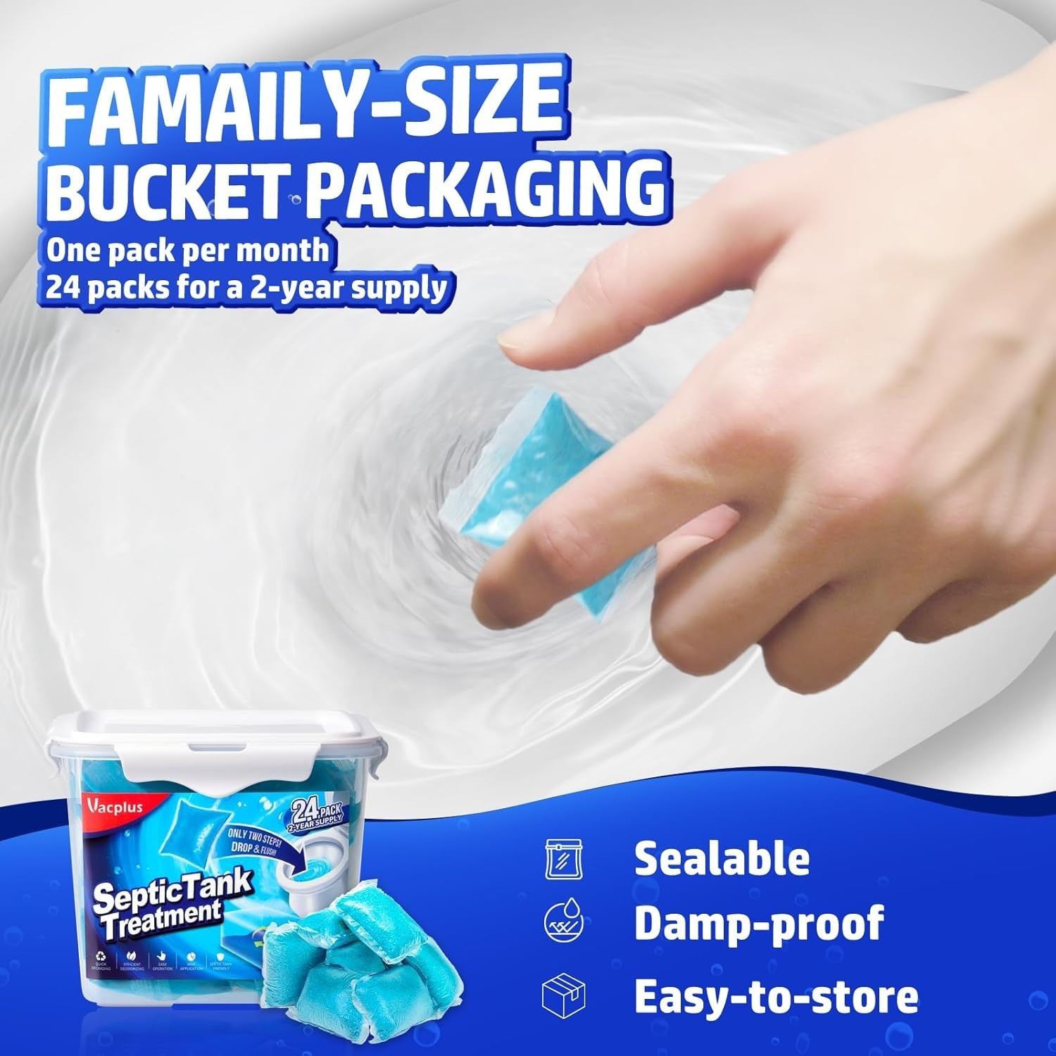 Septic Tank Treatment – 24 Packs for 2- Supply, Bucket-Packed Septic Tank Tre…