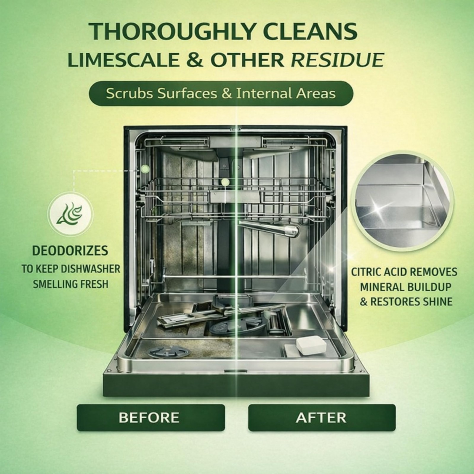Dishwasher Cleaner and Deodorizer XL Tablets – Heavy-Duty Descaler & Odor Rem…