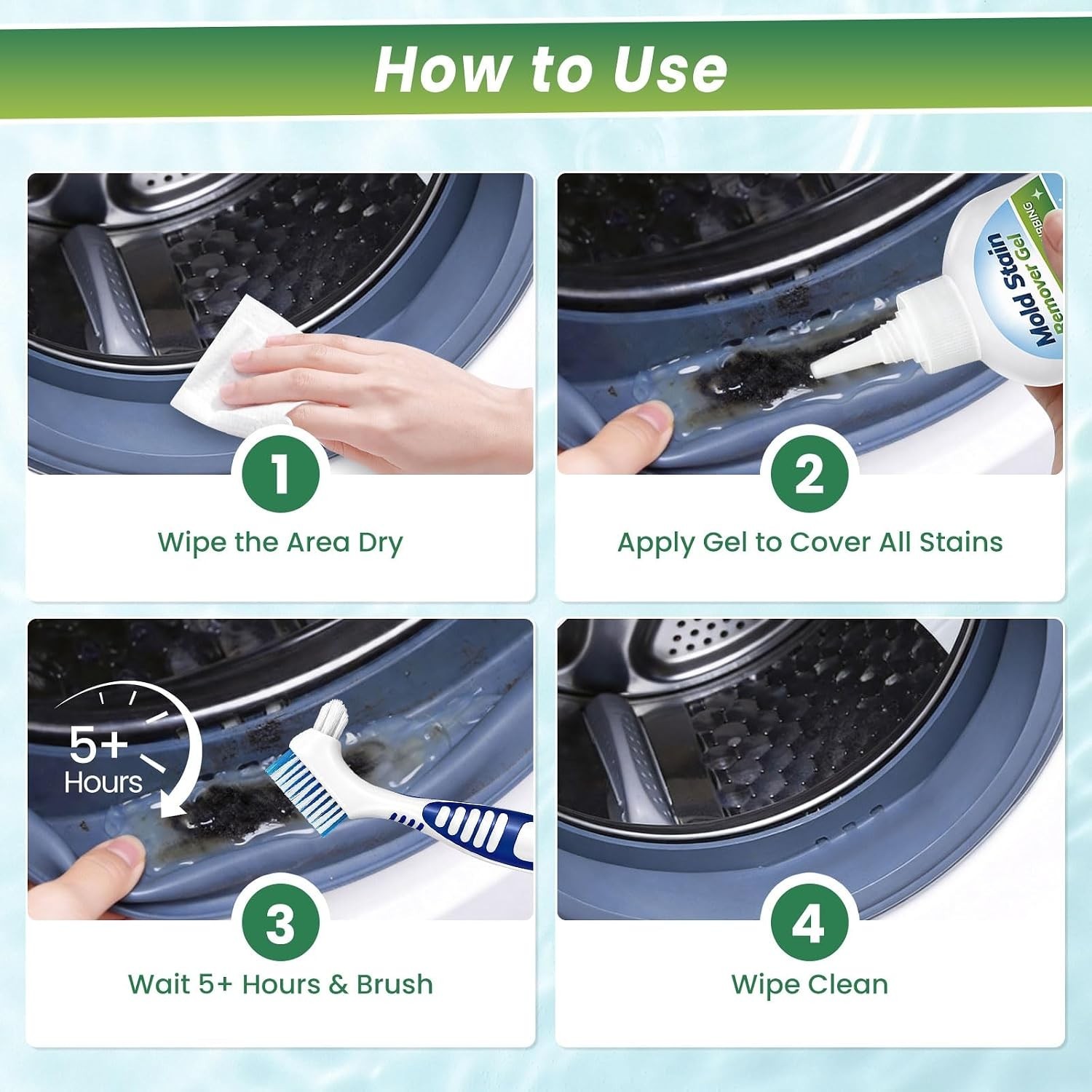 Mold-Stain Remover Gel for Washing Machine Seal & Bathroom – Low Odor Gel for…