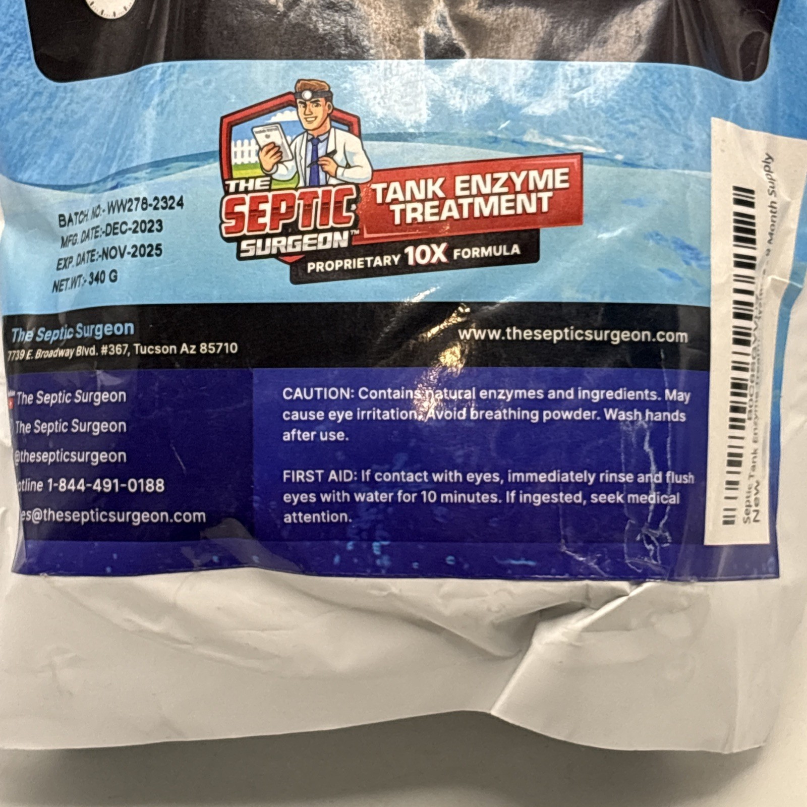 THE SEPTIC SURGEON TANK TREATMENT ENZYME CONTROLS ODOR SAFE FOR ANY PIPES * RVs