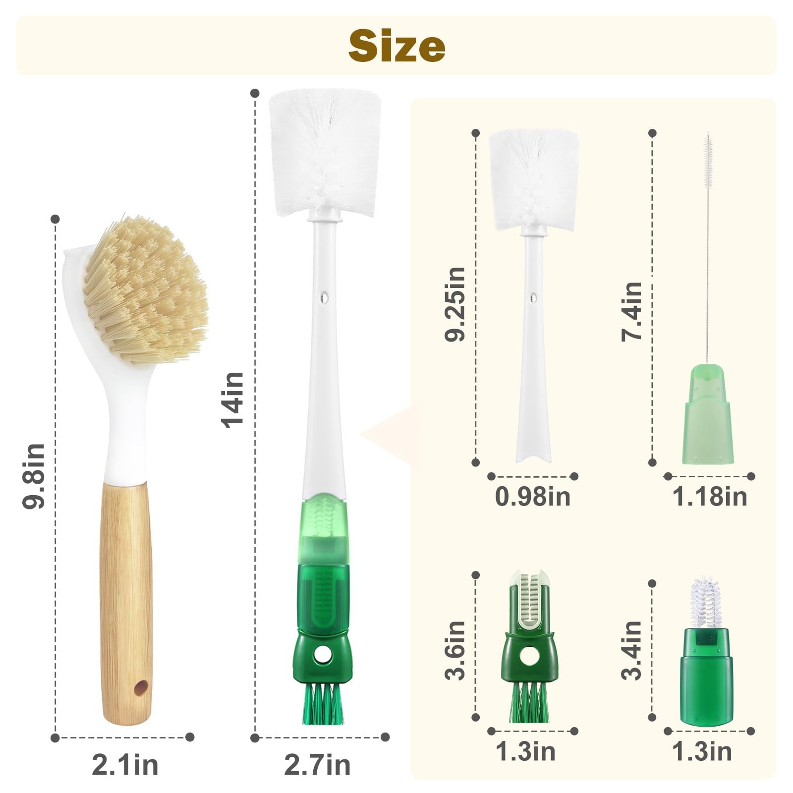 5 Pack Dish Bottle Brush Set with 5-in-1 Cup Cleaning Brush, Dish Scrub Long …
