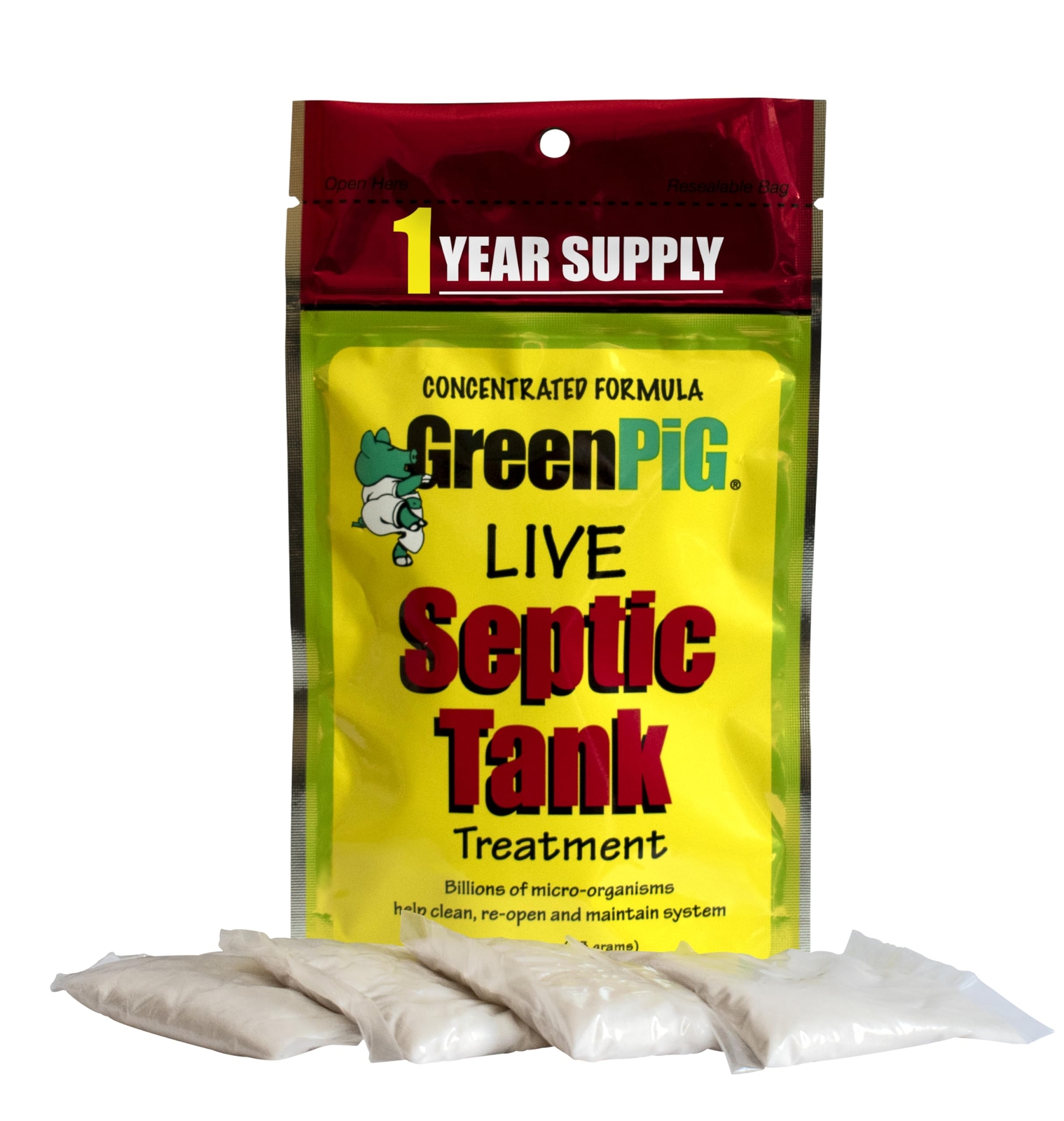 GREEN PIG Live Septic Tank Treatment Aids in the Breakdown of Septic Waste