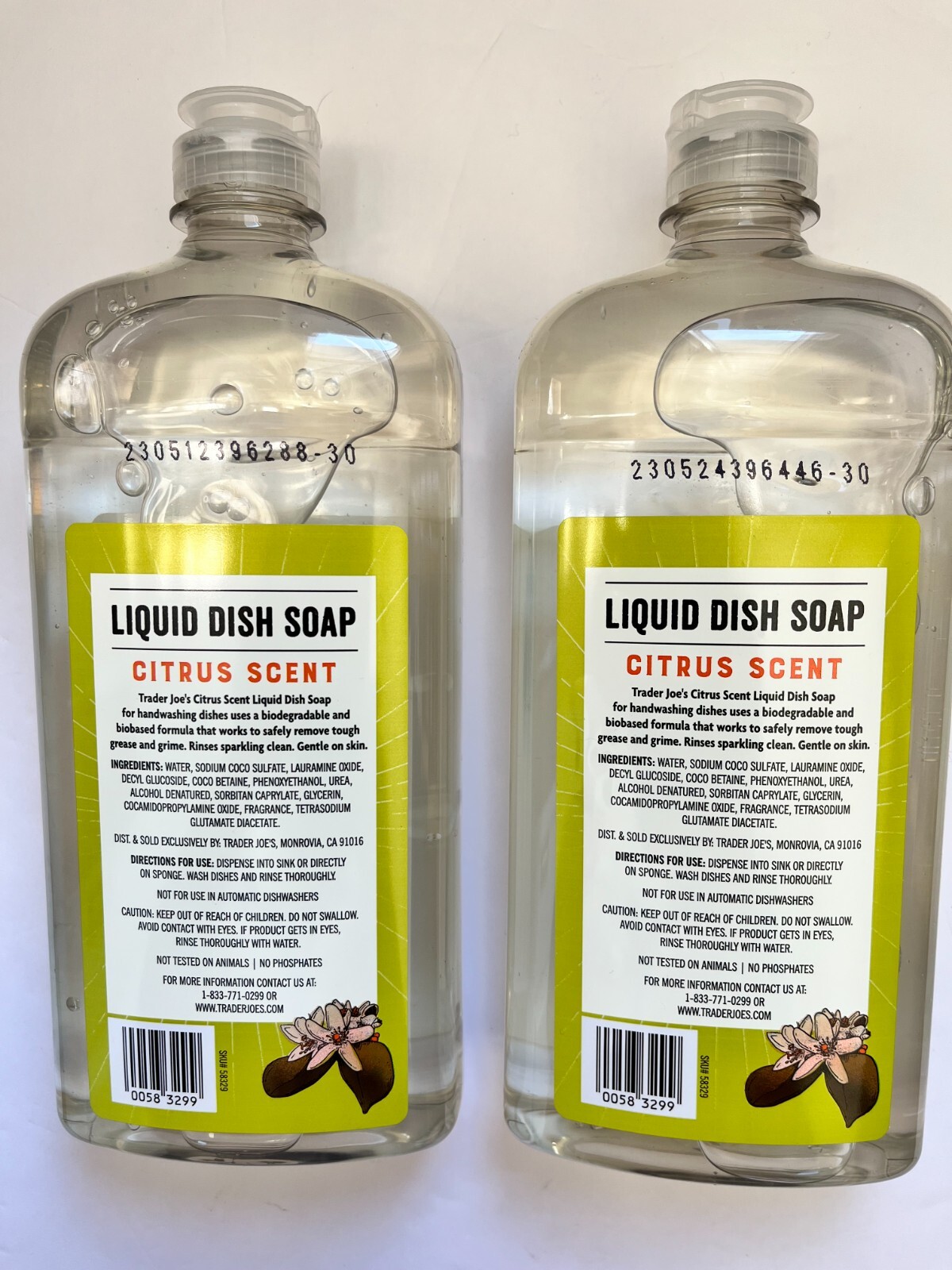 2-Bottles Trader Joe’s Liquid Dish Soap Citrus Scent 25 FL oz. each Bottle