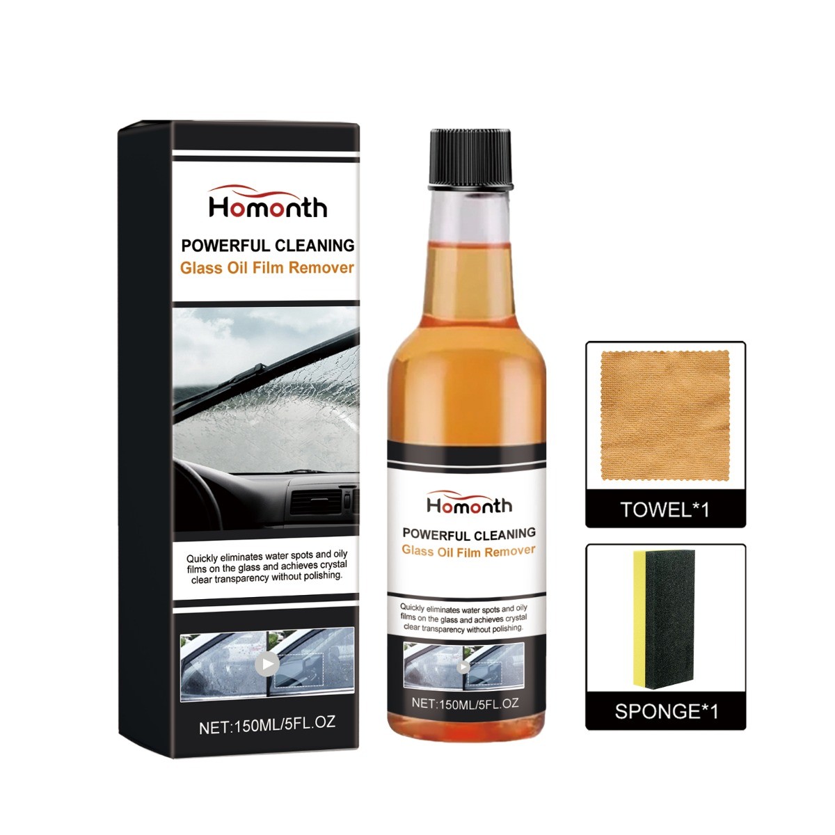 Glass Windshield Oil Film Remover, Cleaner for Car Windows & Home Glass