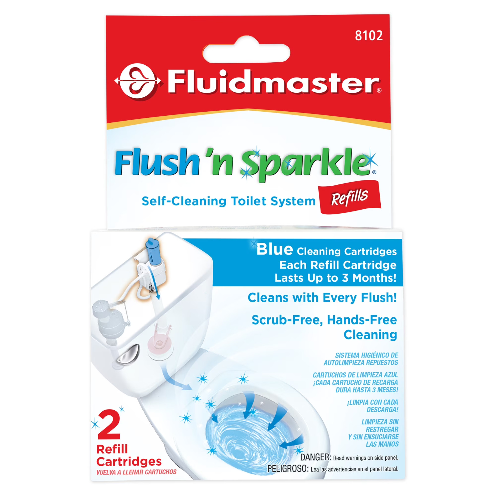 Fluidmaster 8102P8 Flush ‘n Sparkle Automatic Toilet Bowl Cleaning Blue 2-Pack,