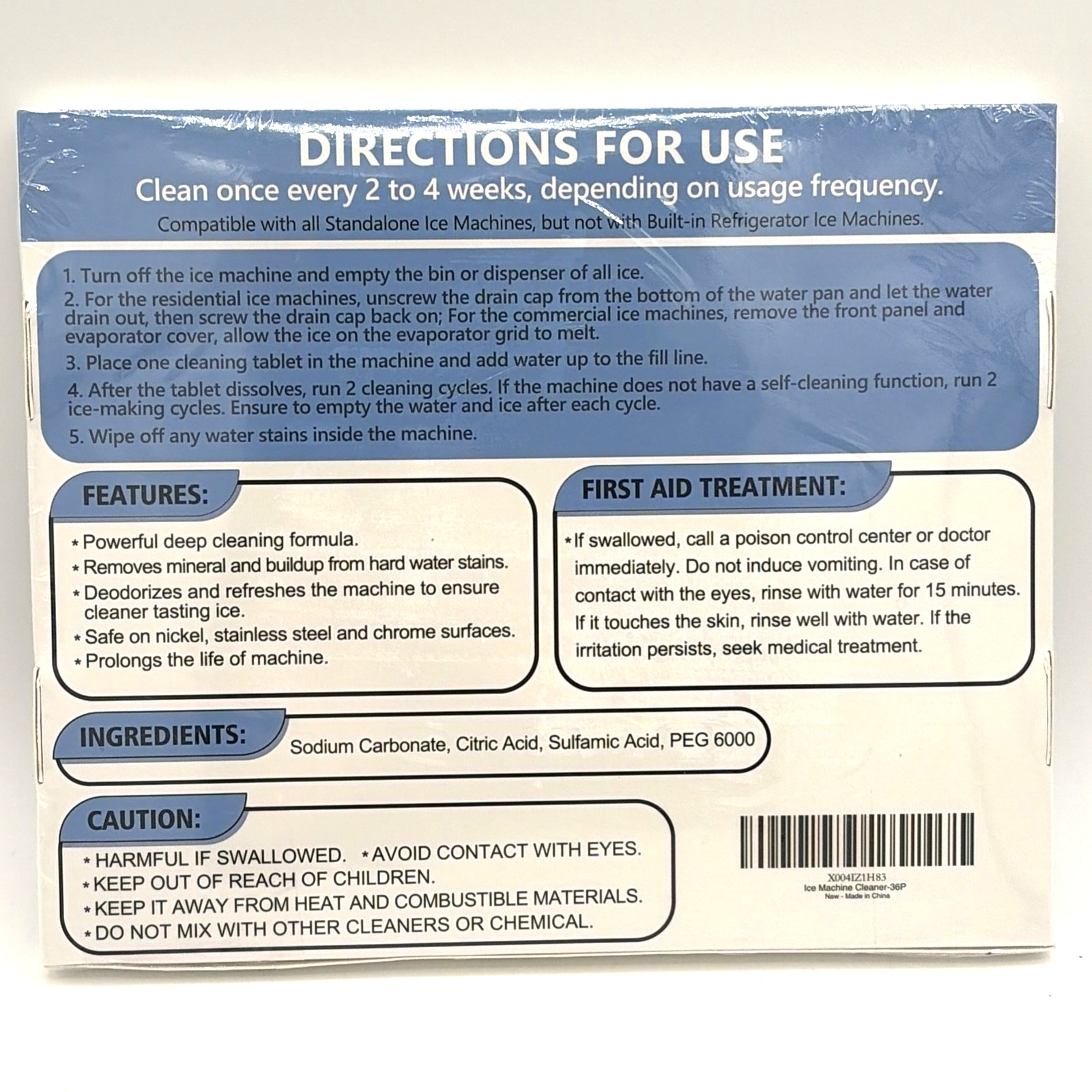 Ice Machine Cleaner Descaler Tablets 36Pk For Counter Top Machines