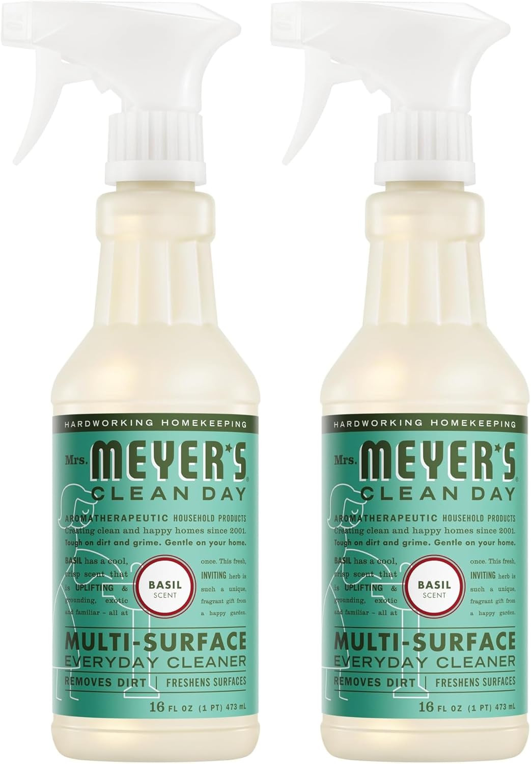 MRS. MEYER’S CLEAN DAY All-Purpose Cleaner Spray, Basil, 16 Fl. Oz, (Pack of 2)