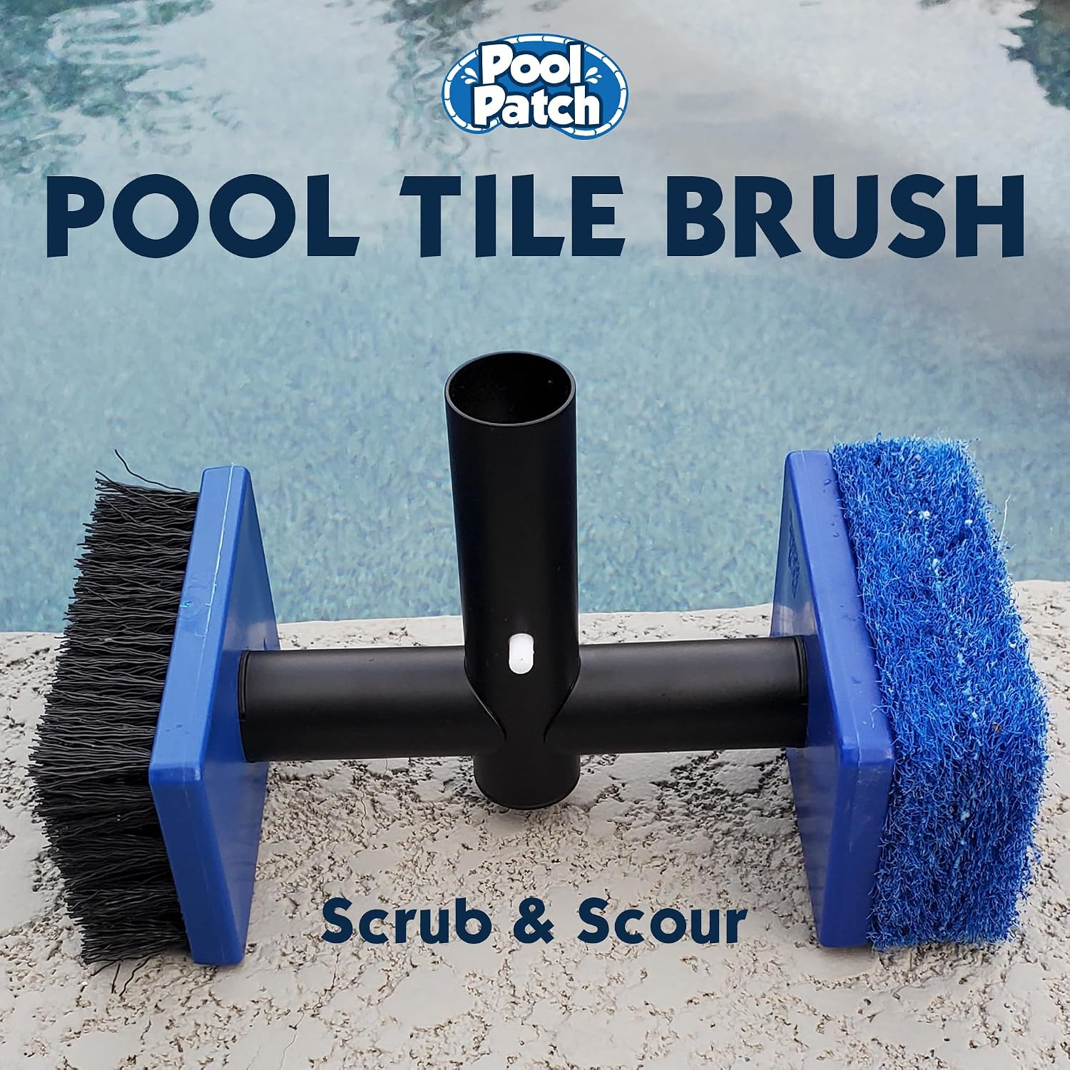 Pool Tile Brush Scrubber 2-In-1 Scrub and Scour Waterline Tile Scale Cleaner – E