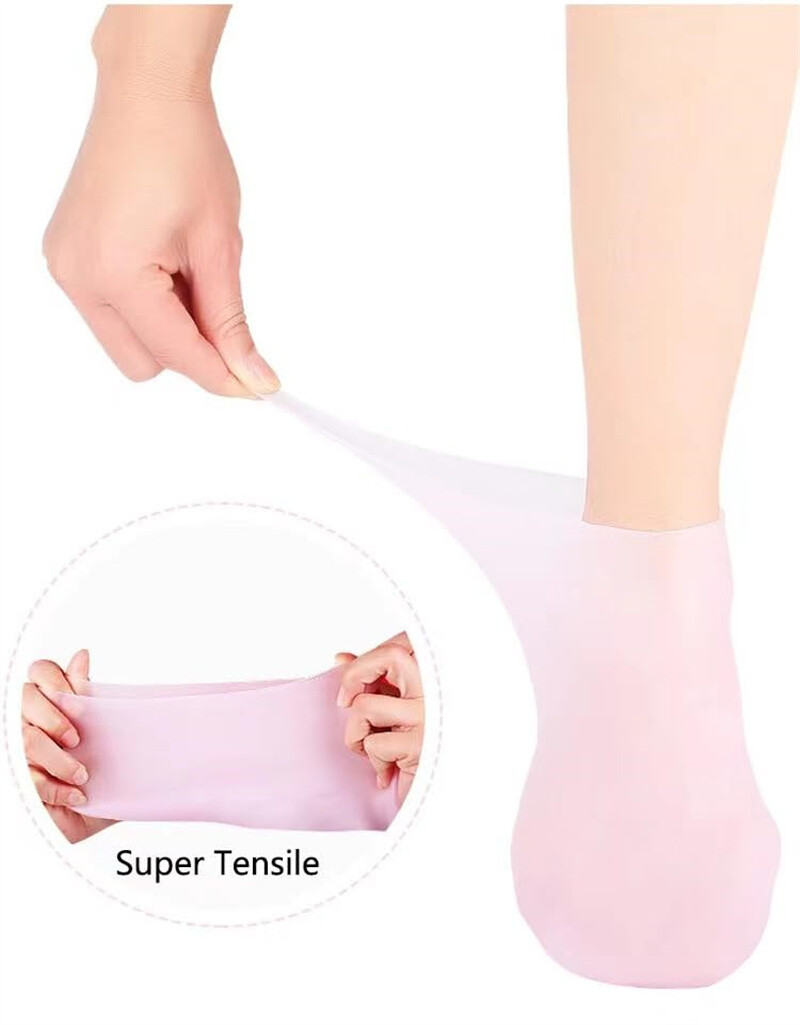 2 Pair Full Length Silicone Gel Moisturizing Socks Foot Care Protector Free Ship
