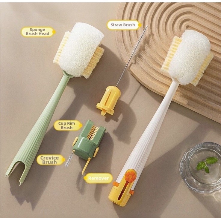 5-in-1 Bottle and Cup Cleaning Brush Set Lid Straw Cleaner Kitchen Tool Pack 2