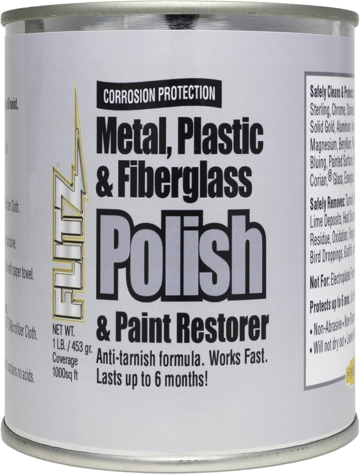 Flitz Metal Polish Paste – 1lb Can of USA-Made Polish for Solid Chrome, Stain…