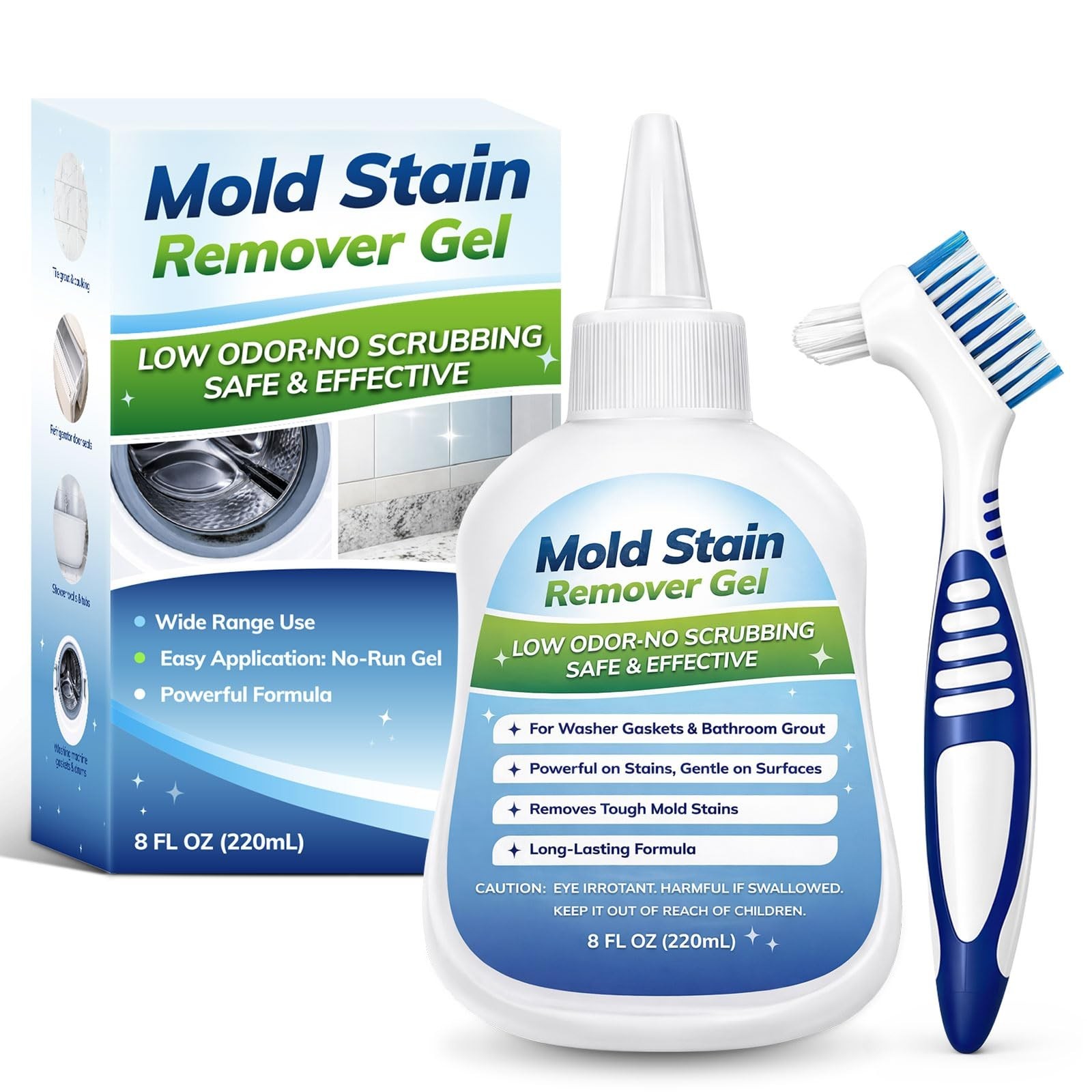 Mold Stain Remover Gel for Washing Machines & Bathrooms – Low Odor, Safe for Gro