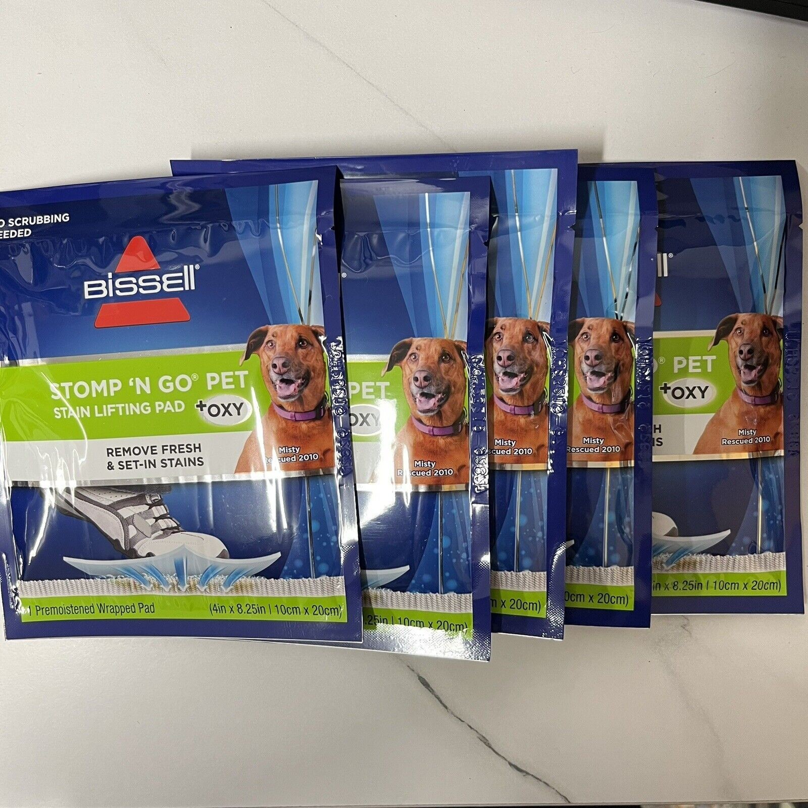 Bissell Stomp ‘n Go Pet Stain Lifting Pad+ OXY 5 Pack New Sealed.