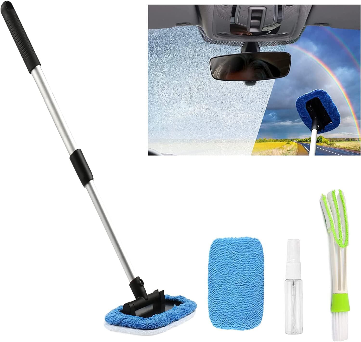 tCar Windshield Cleaning Tool inside Window Cleaner Defogger Brush Kit Microf…