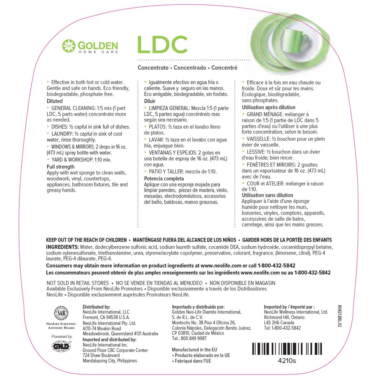 NeoLife LDC Gentle All-Purpose Cleaner | Dishwashing & Household Safe Formula