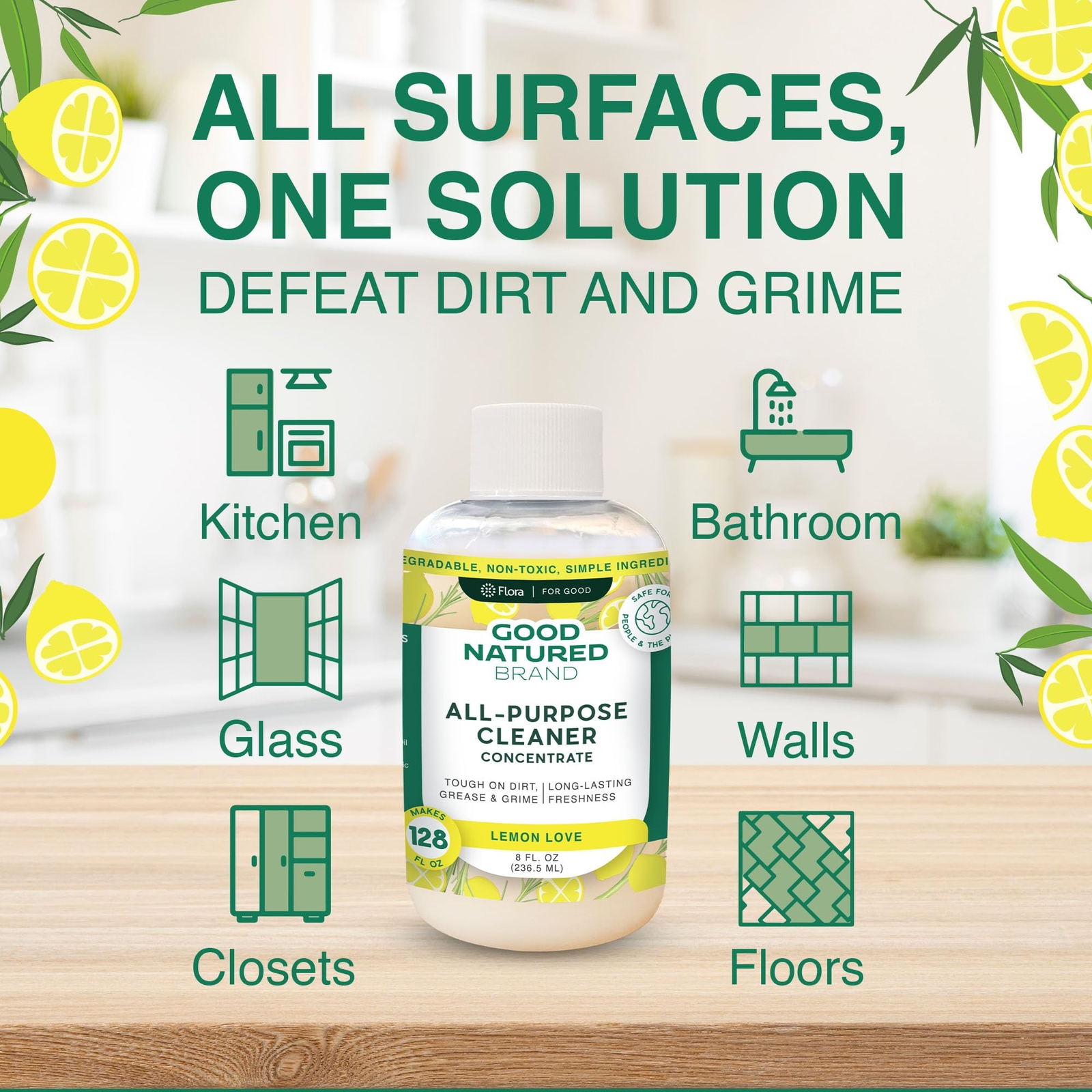 Allpurpose Cleaner Concentrate | Biodegradable Multisurface Cleaner | Natural Le