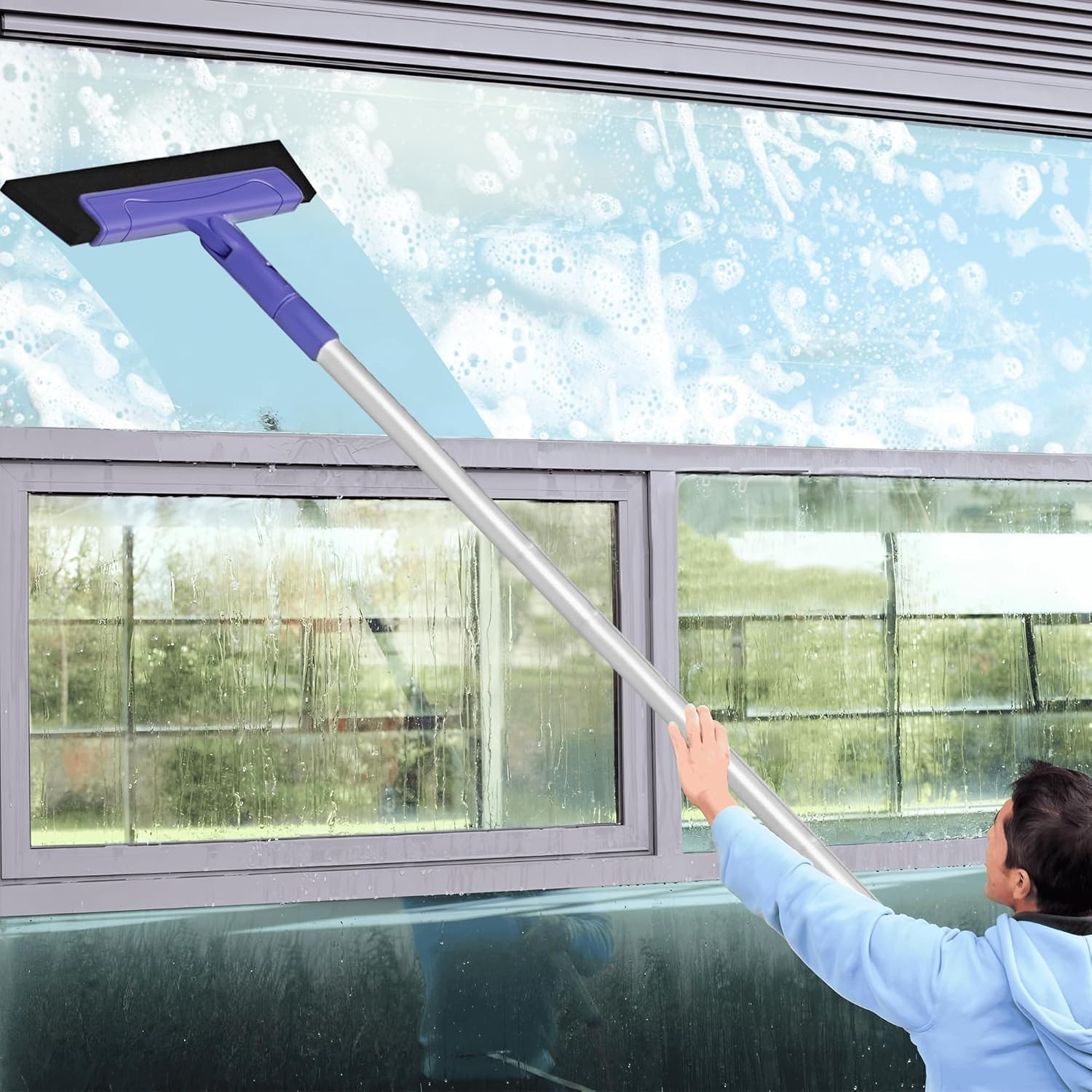 Floor Squeegee with 180° Rotating Head, EVA Foam Blade Squeegee for Floor with