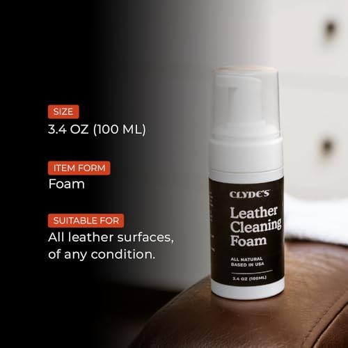 Clyde’s Leather Cleaning Foam | Quick Foaming Leather Cleaner for Furniture,