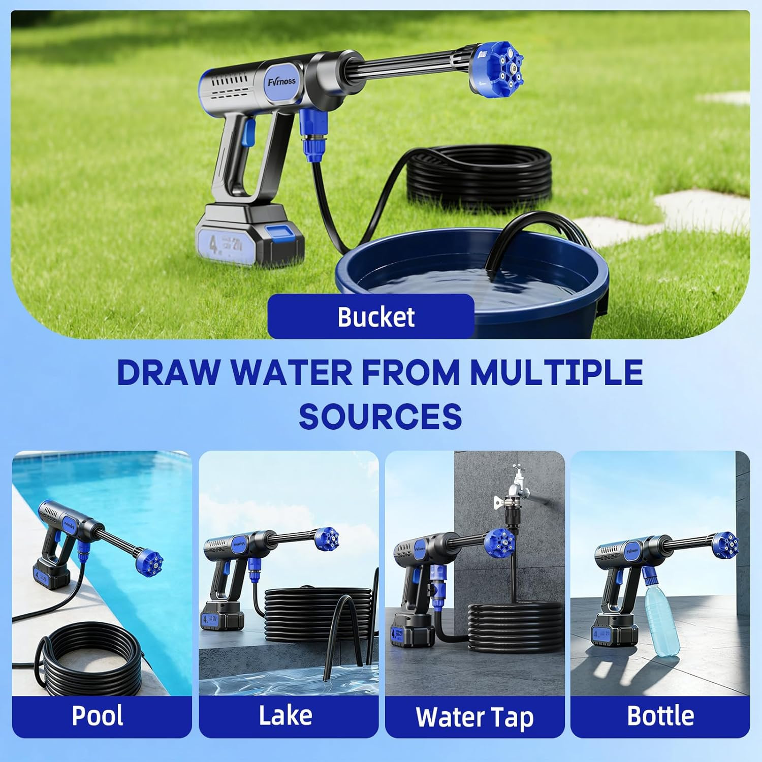 6-in-1 Portable Handheld Cleaning Tool with Foam Cannon & 32ft Hose