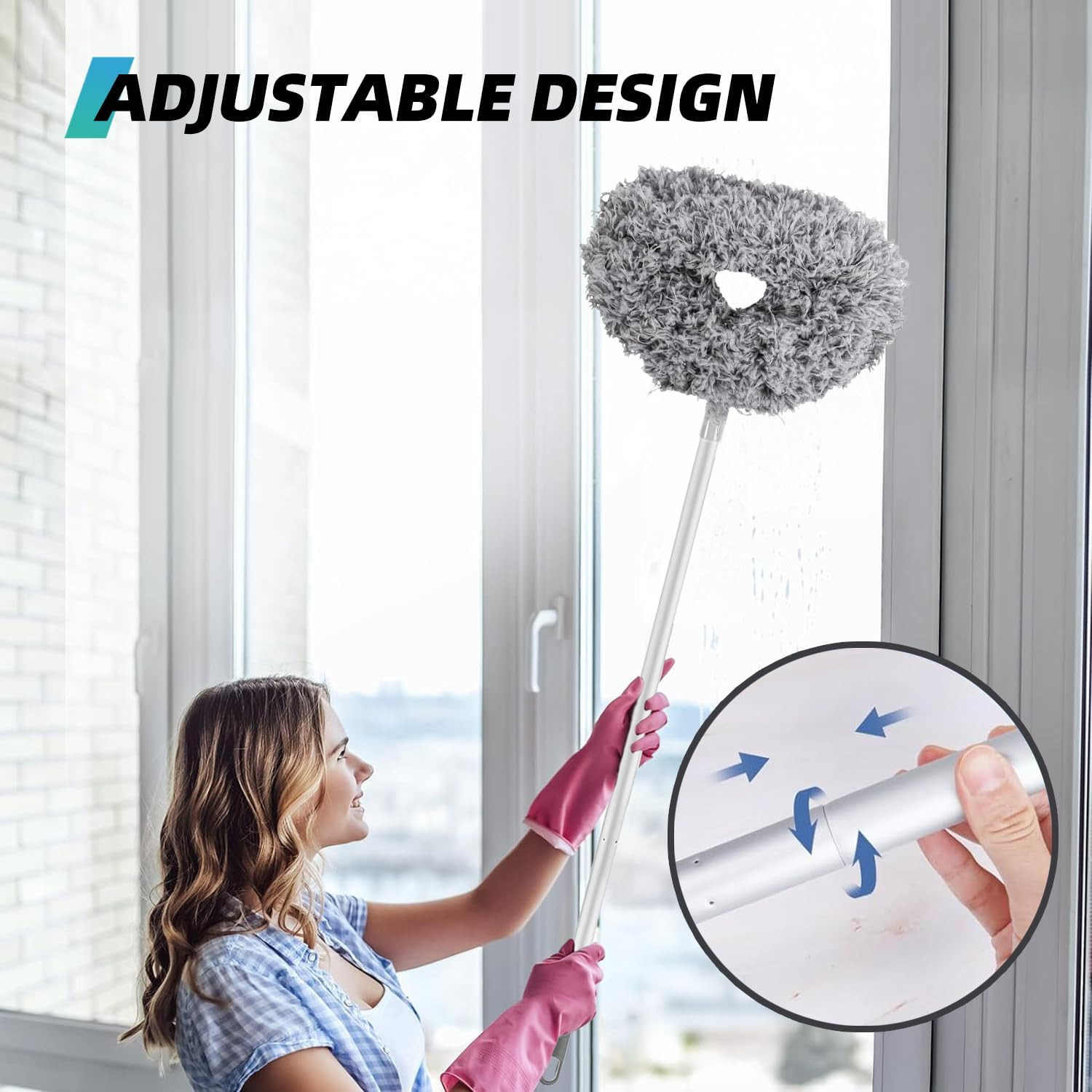 Ceiling Fan Cleaner Duster, Reusable Microfiber Duster with Extension Pole, 13 t