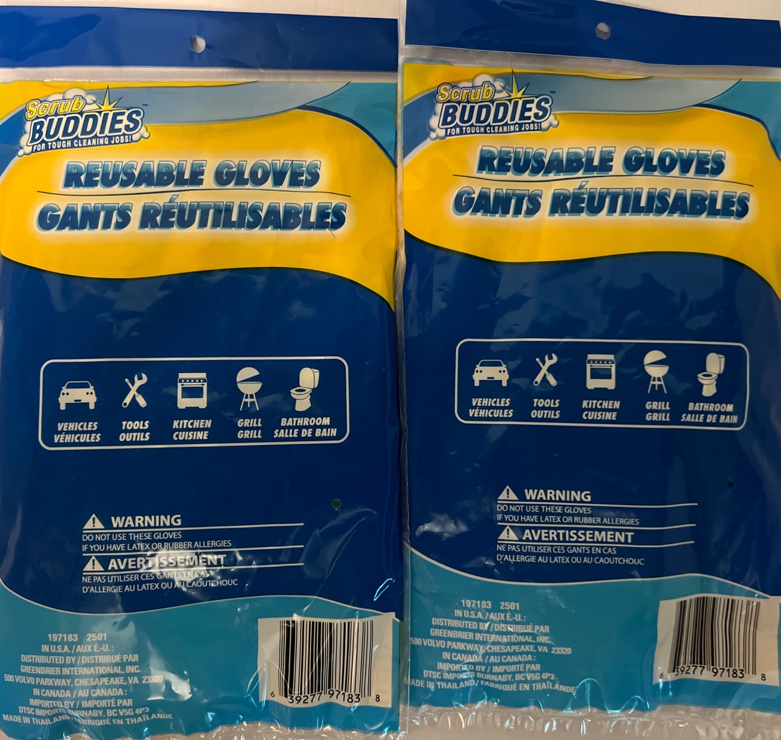 NEW Scrub Buddies Reusable Latex Gloves 2 Packs (1-Pair Each) Sz Medium FASTSHIP
