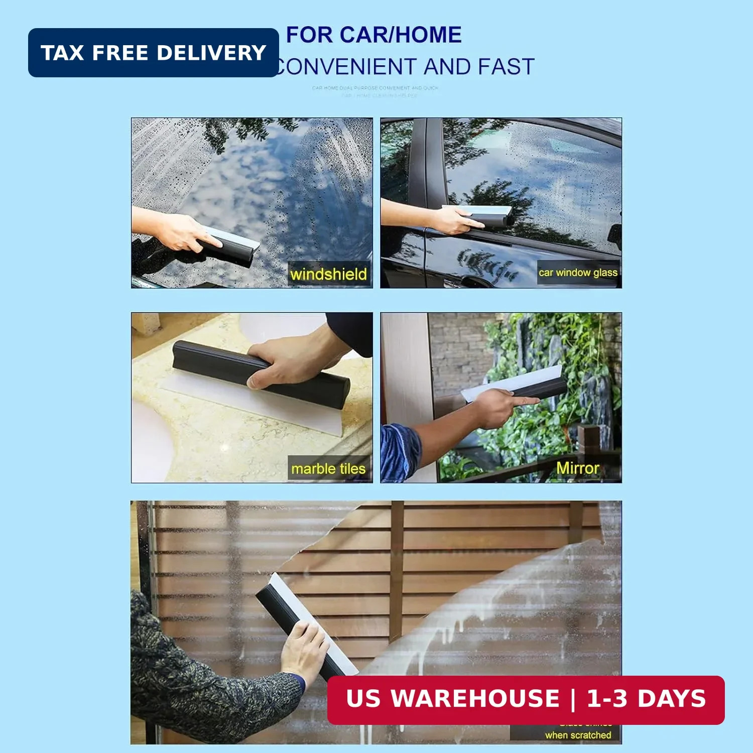 2Pack Water Blade Professional Automotive Wiper Squeegee Silicone Auto Car Dryer
