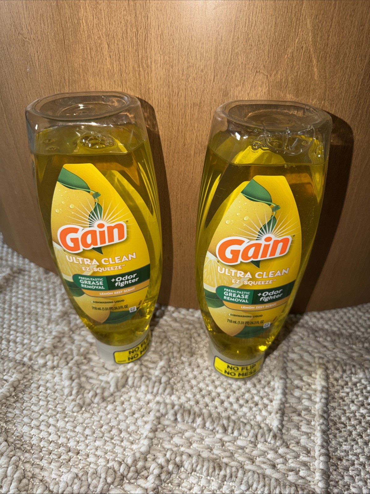 GAIN Lemon Zest Scent Ultra Clean Dishwashing Liquid EZ-Squeeze 24.3fl.oz X 2