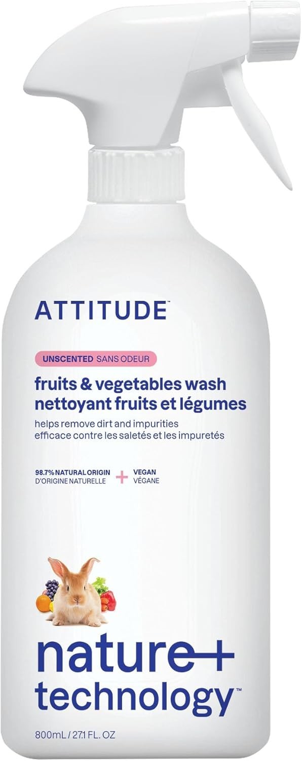 Eco-Friendly Unscented Produce Cleaner – Plant-Based, Wash 27.1 Fl Oz