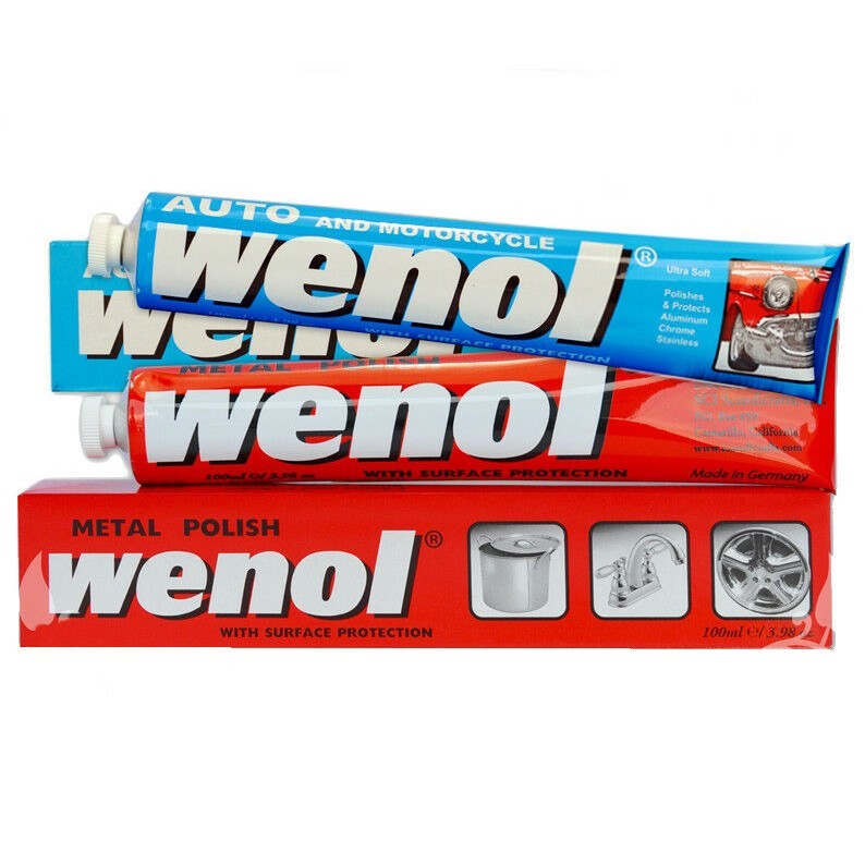 Metal Cleaner and Polish Kit by Wenol, Red and Blue Tube (100 ML / 3.98 Oz.)