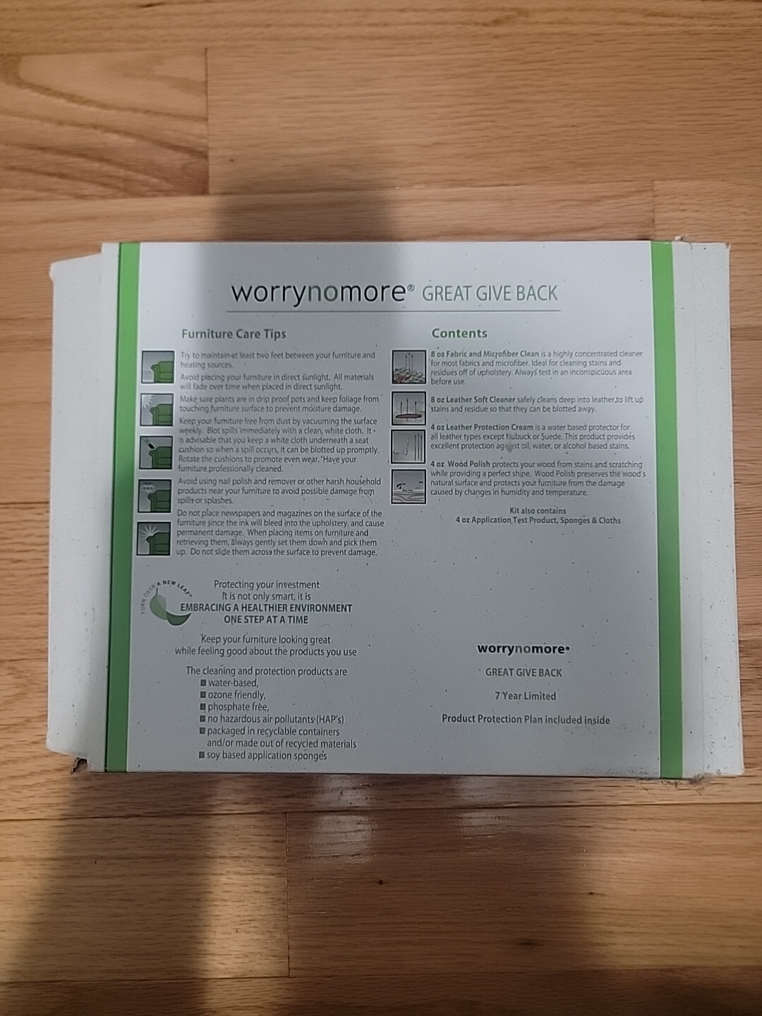 Worrynomore Furniture Care Kit Fabric Leather Wood Original Box Wipes Cloth