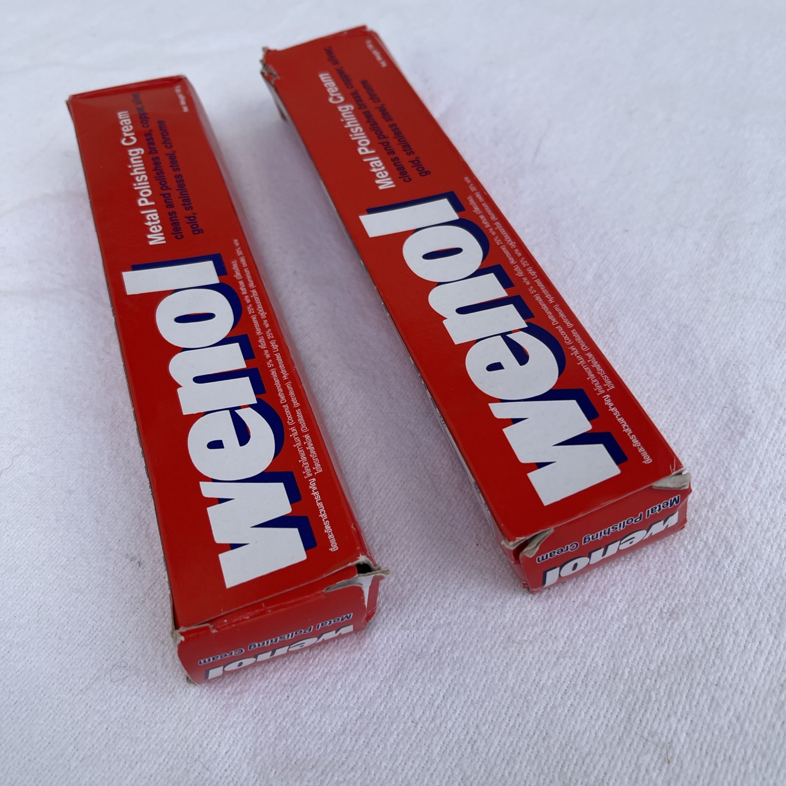 Lot of 2 Wenol Red Metal Polish 100g Tubes Brass Copper Chrome Stainless Steel