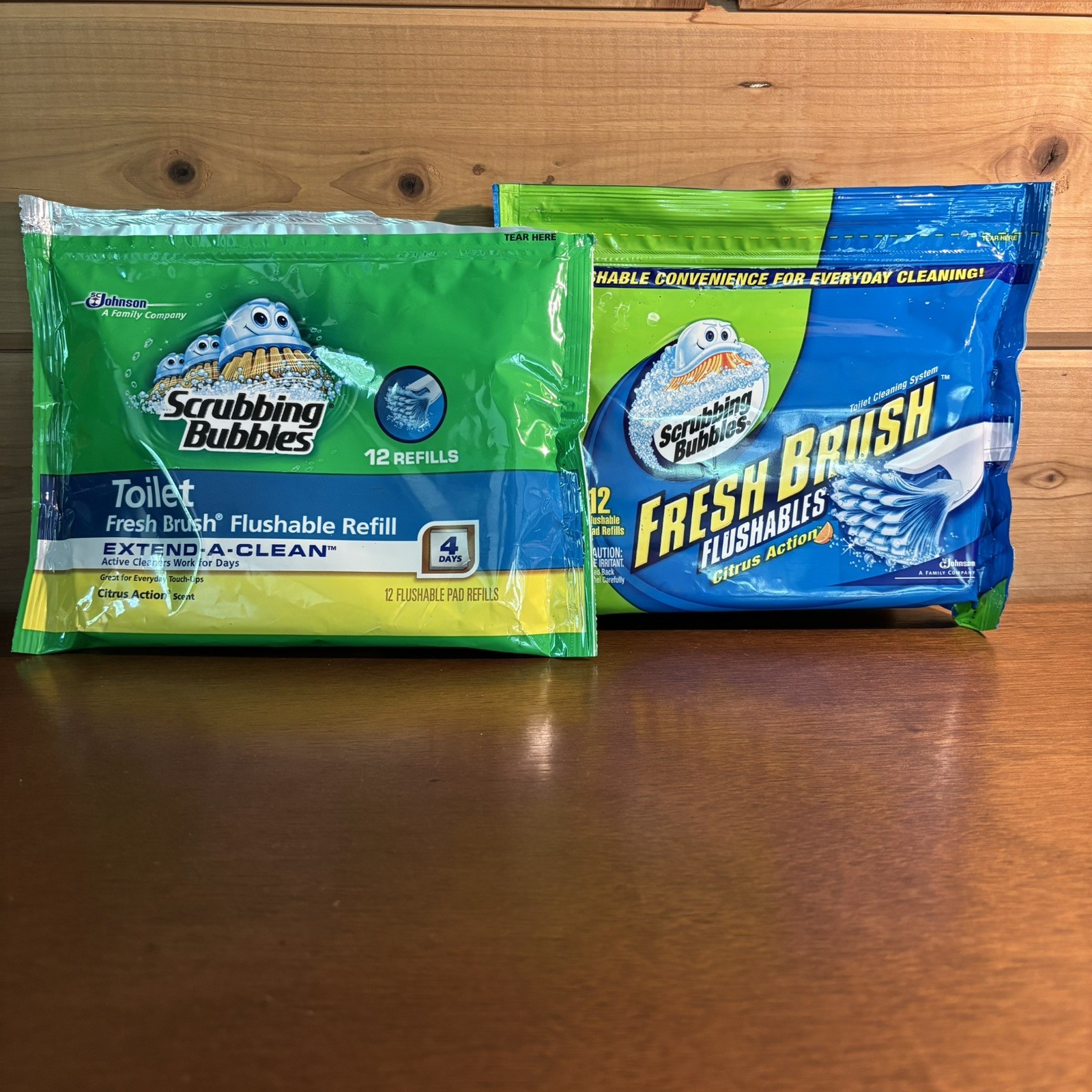 Scrubbing Bubbles Fresh Brush Flushable Toilet Cleaning Citrus Pad Refill -2 Lot