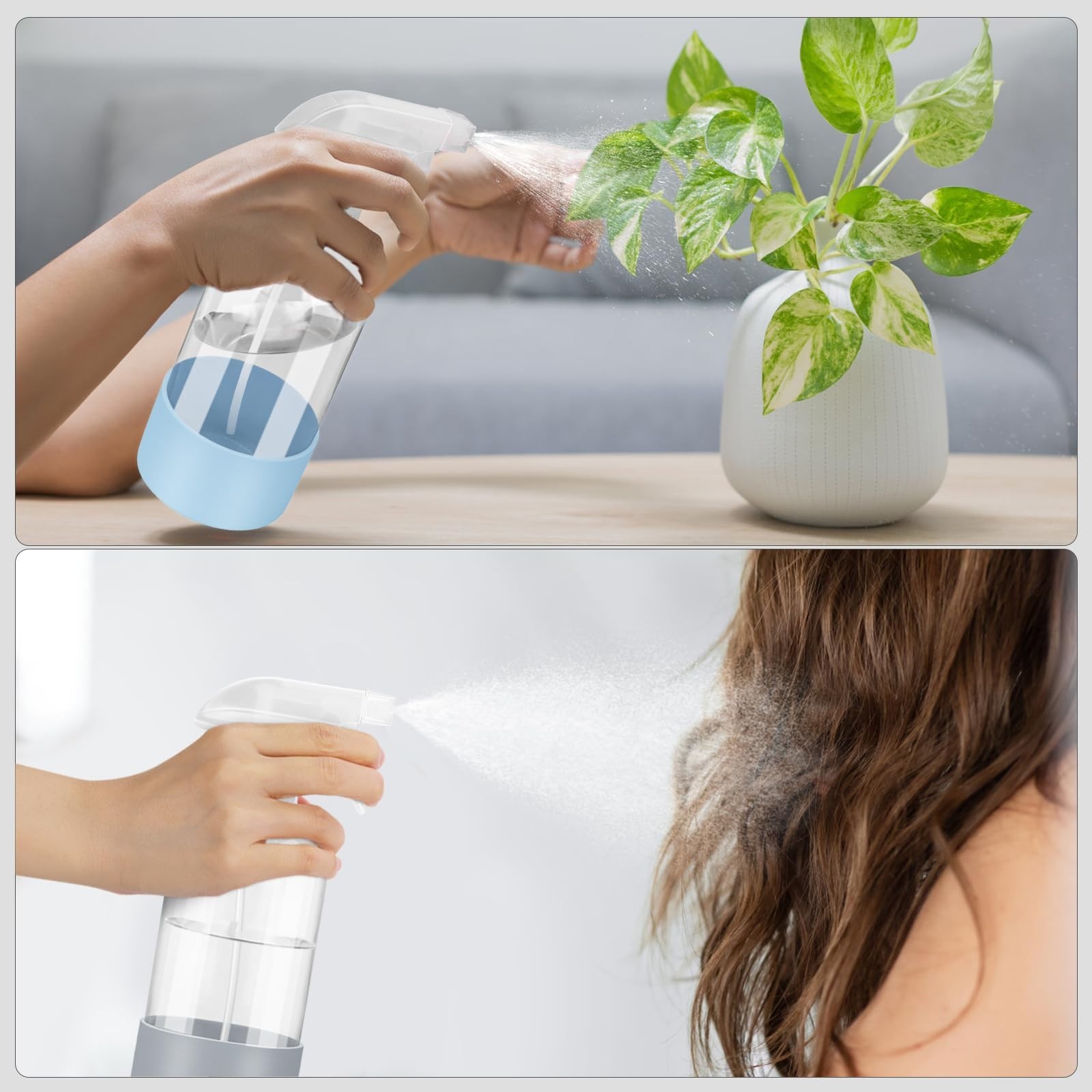 2 Pack 16 oz Glass Spray Bottles with Silicone Sleeve & Adjustable Nozzles – Ref