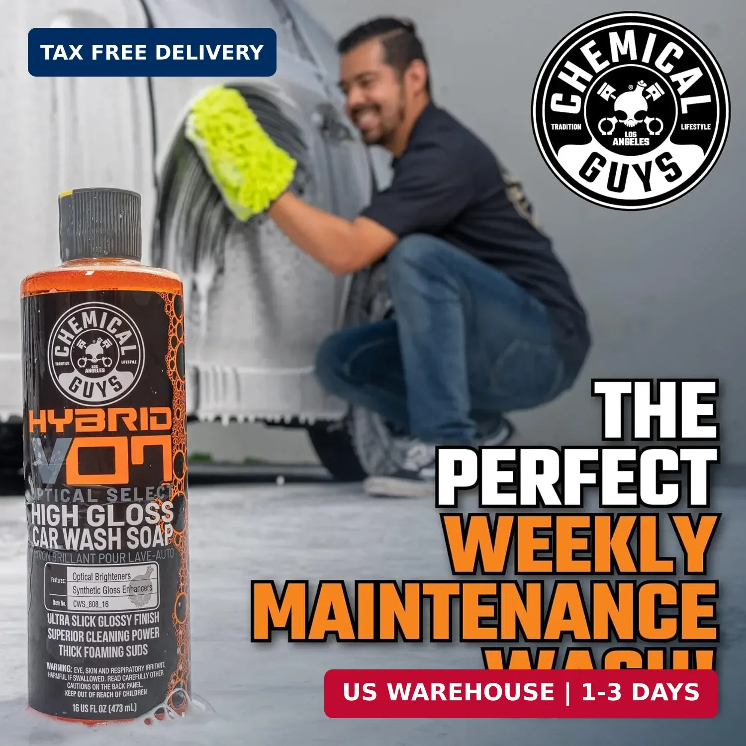 Chemical Guys CWS_808 Hybrid Foaming High Gloss Car Wash Soap (Works with Foam C