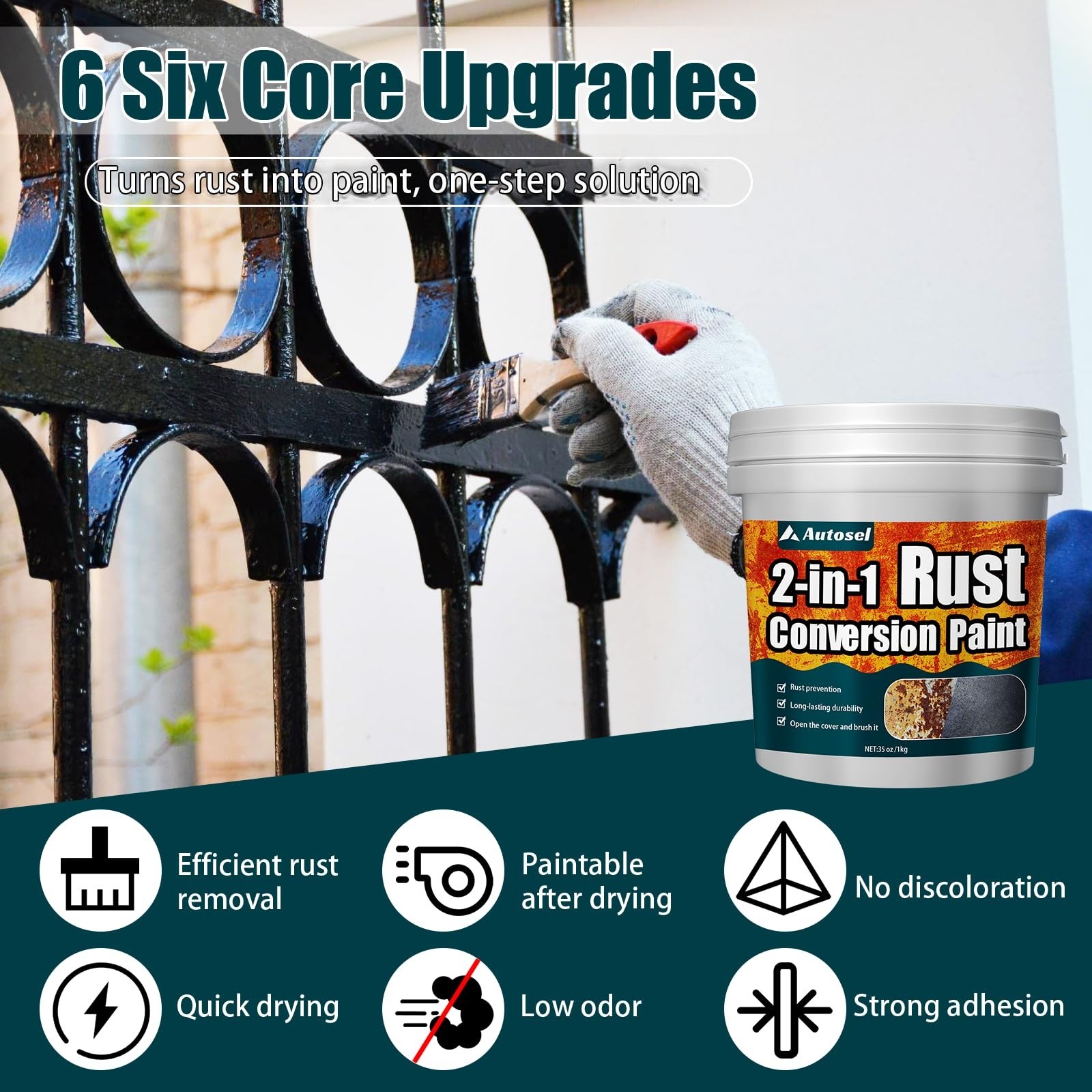 2-In-1 Rust Converter & Metal Primer, Stops Rust,Rust Inhibitor Paint for Metal,