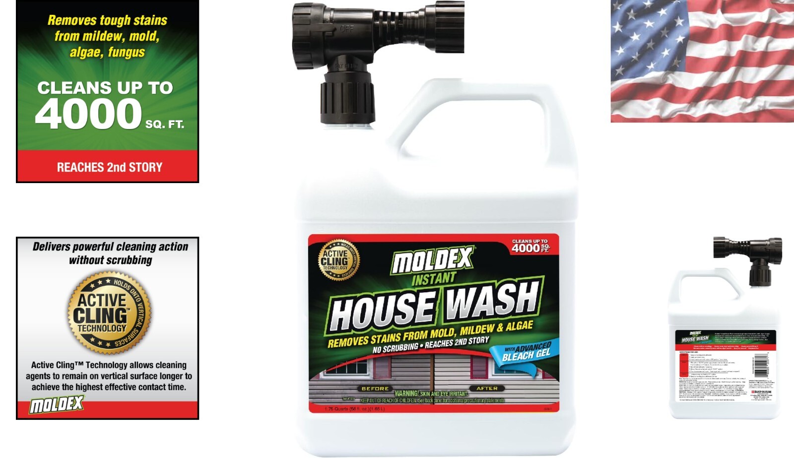 Instant House Wash – Stain Remover Gel with Hose Attachment (Cleans 4,000 sq ft)