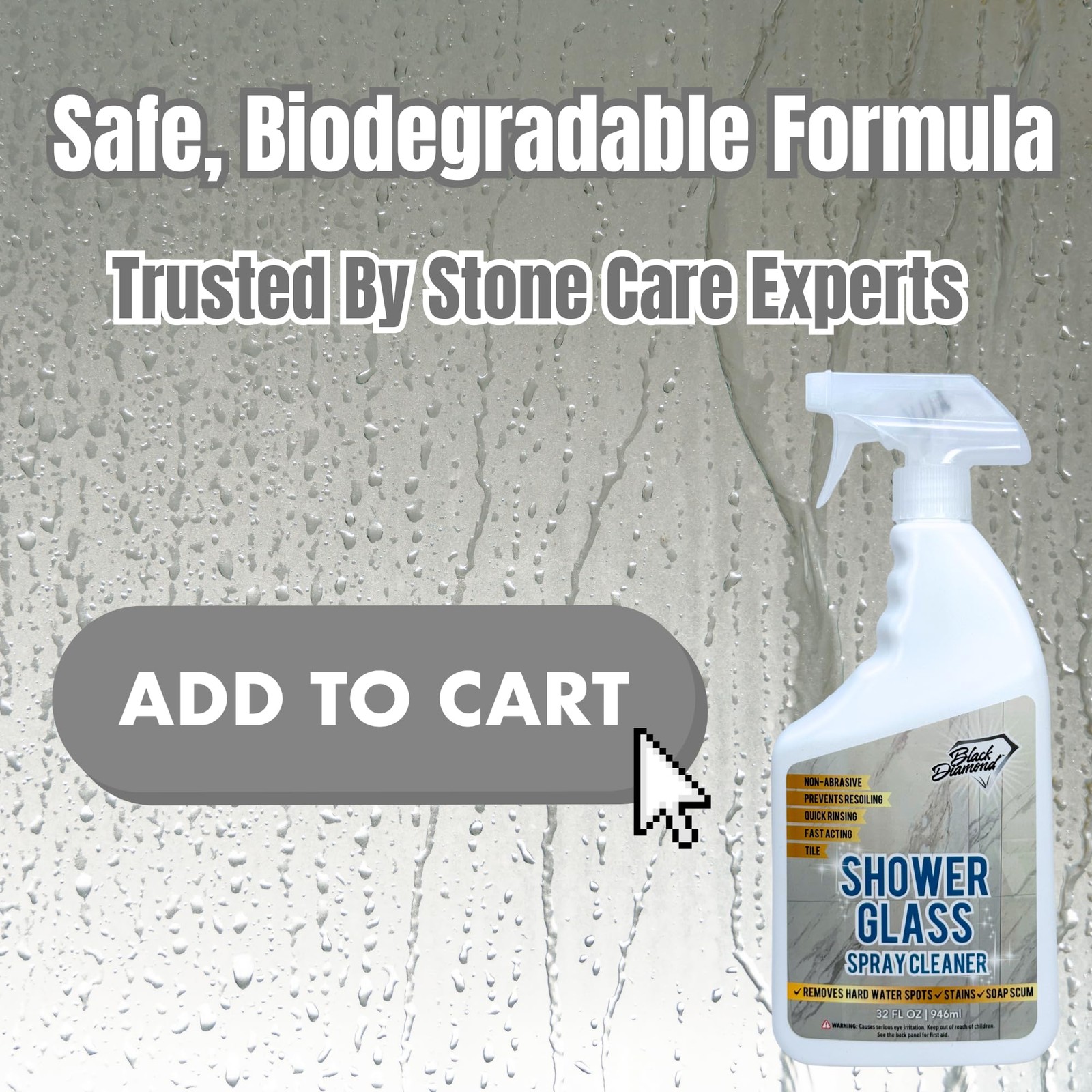 Black Diamond Stoneworks Shower Glass Cleaner – 32 Fl Oz (Pack of 1)