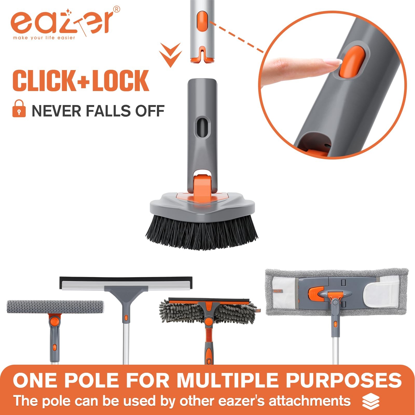 4-in-1 Long-Handled Tub Scrubber-Versatile Bathroom Cleaning Brush with Showe…
